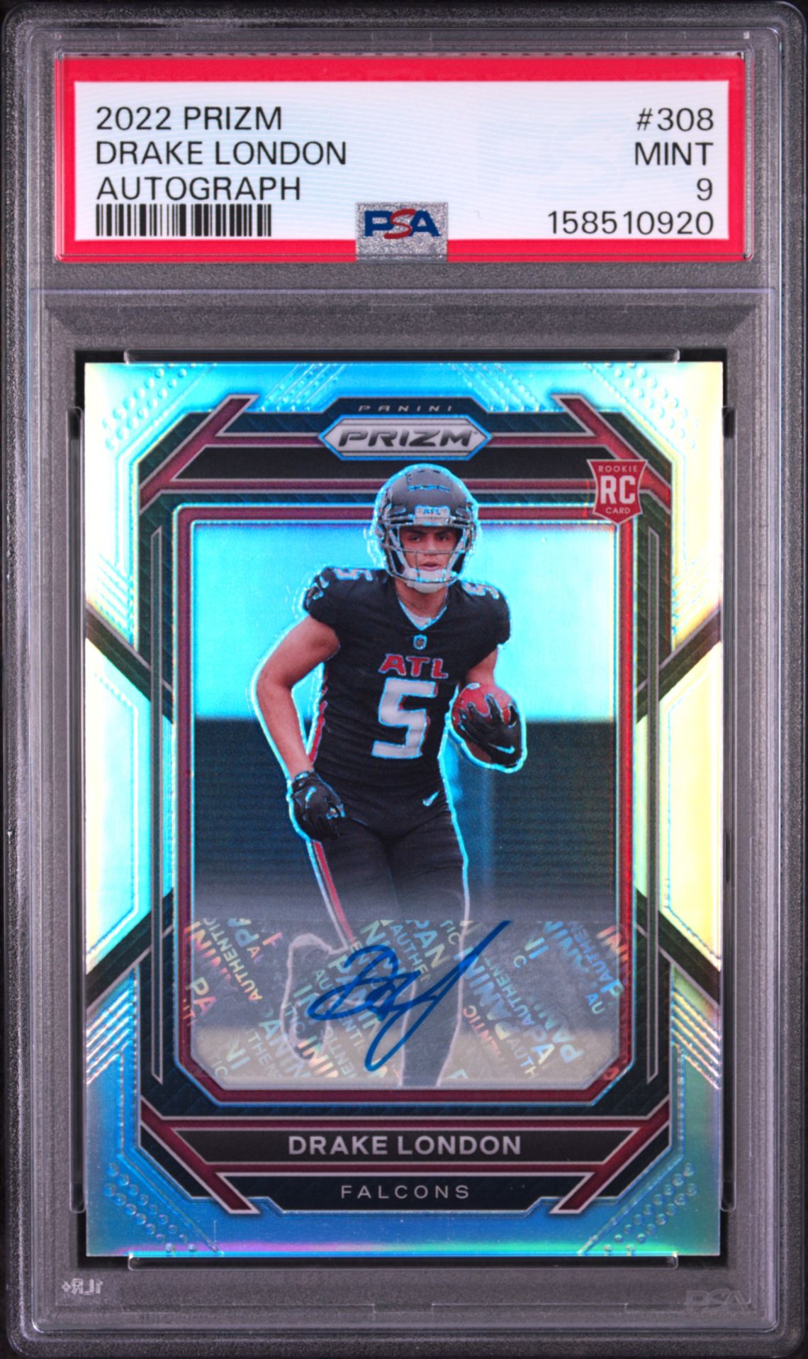 2022 Panini Prizm Drake London #308 (Autograph) Mint 9 front