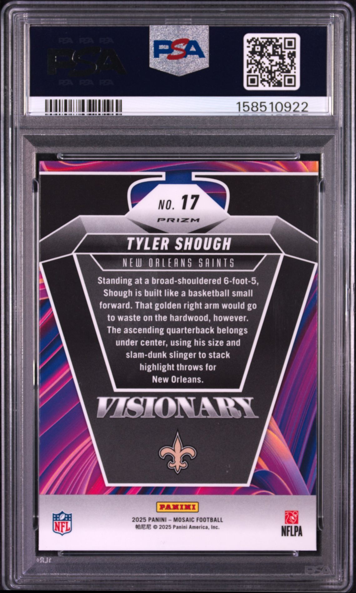 2025 Panini Mosaic Visionary Tyler Shough #17 Mint 9 back