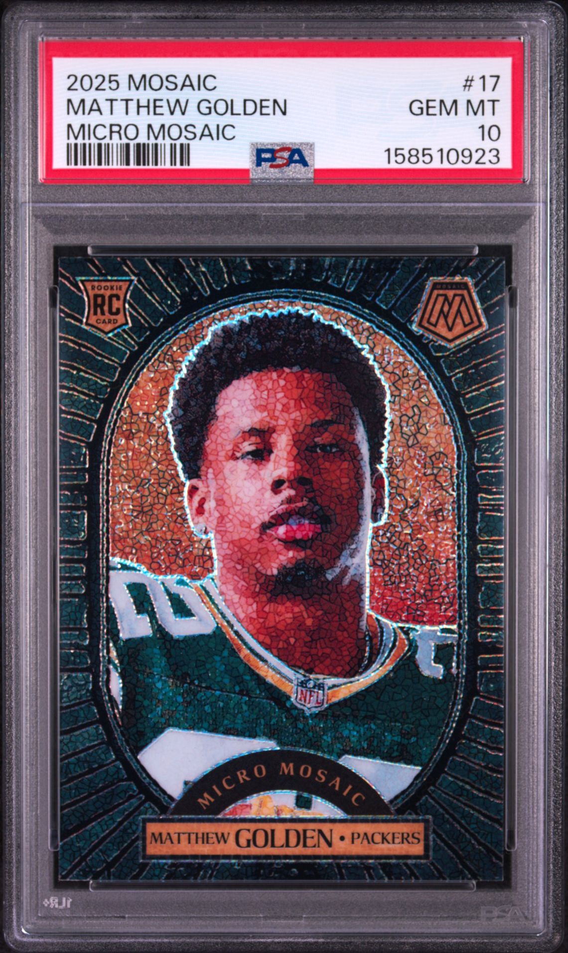 2025 Panini Mosaic Micro Mosaic Matthew Golden #17 Gem Mt 10 front view - PSA graded GEM MT 10