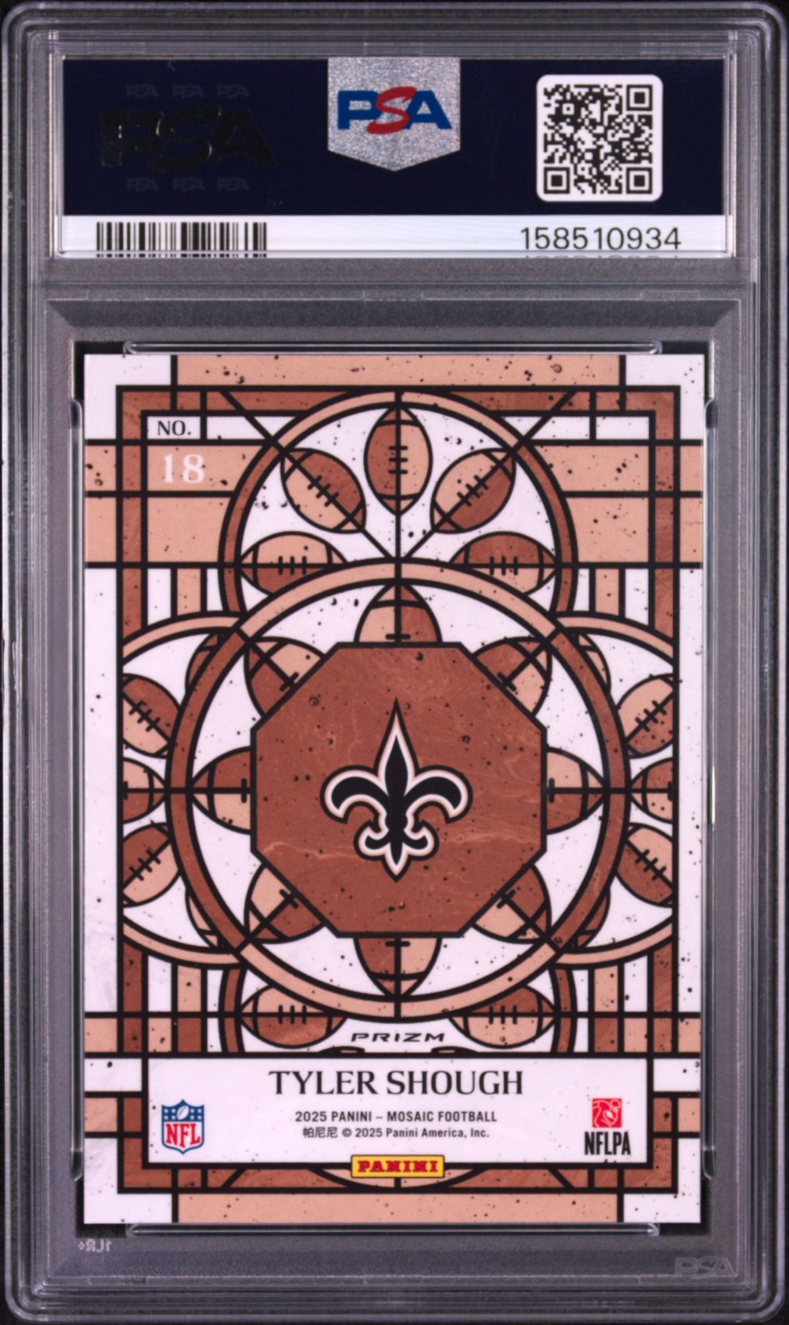 2025 Panini Mosaic Stained Glass Tyler Shough #18 Mint 9 back