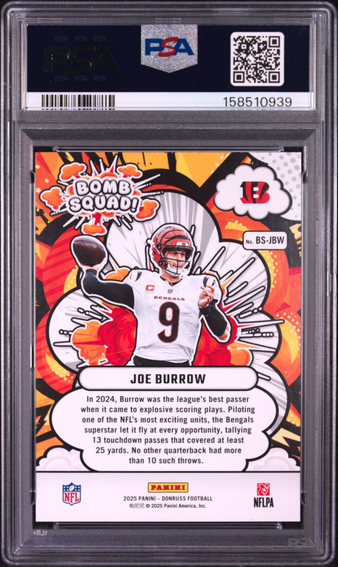 2025 Panini Donruss Bomb Squad Joe Burrow #Bs-Jbw Mint 9 back