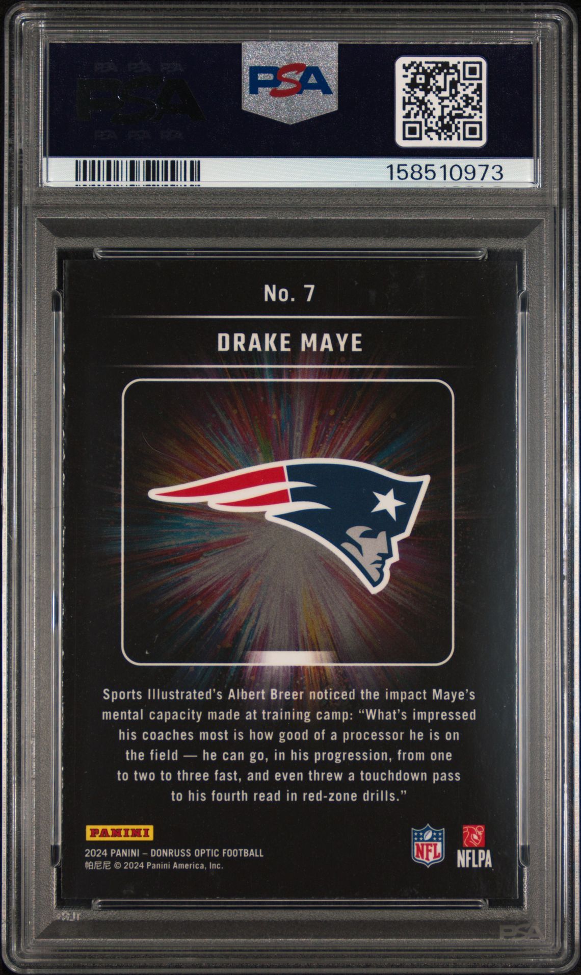 2024 PANINI DONRUSS OPTIC LIGHT IT UP DRAKE MAYE  7 GEM MT 10 back