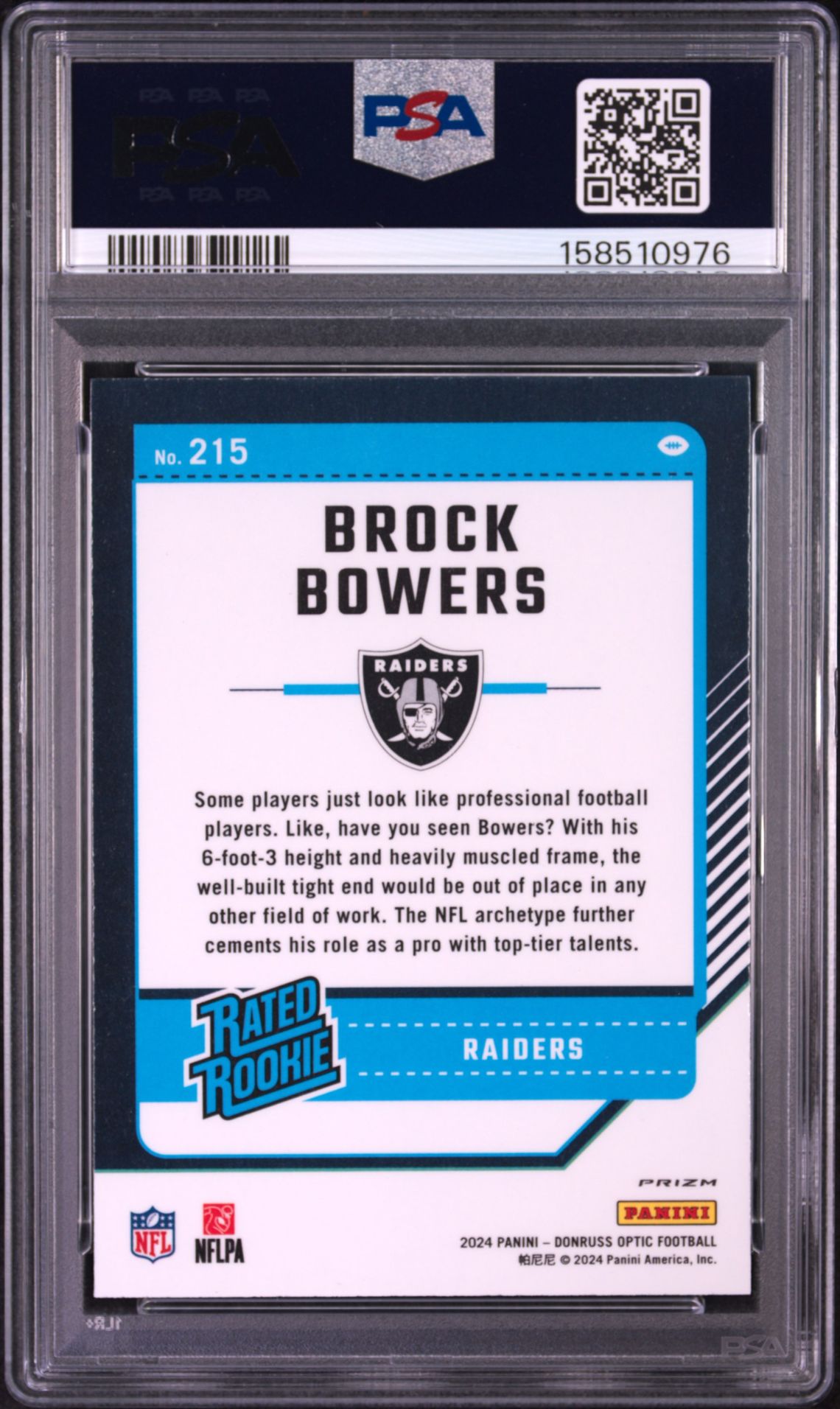 2024 Panini Donruss Optic Brock Bowers #215 (Stars) Mint 9 back