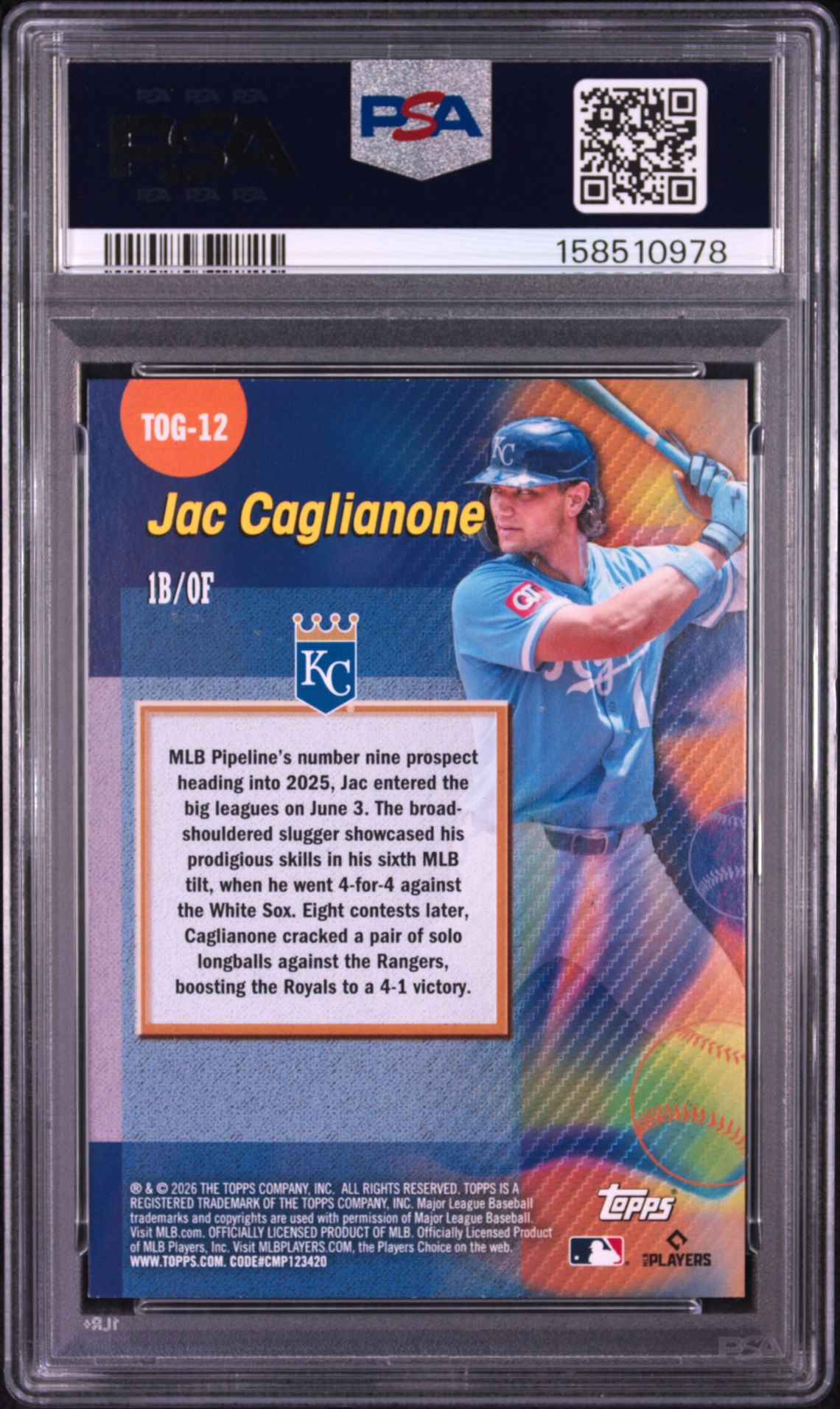 2026 Topps Titans Of The Game Jac Caglianone #12 Mint 9 back