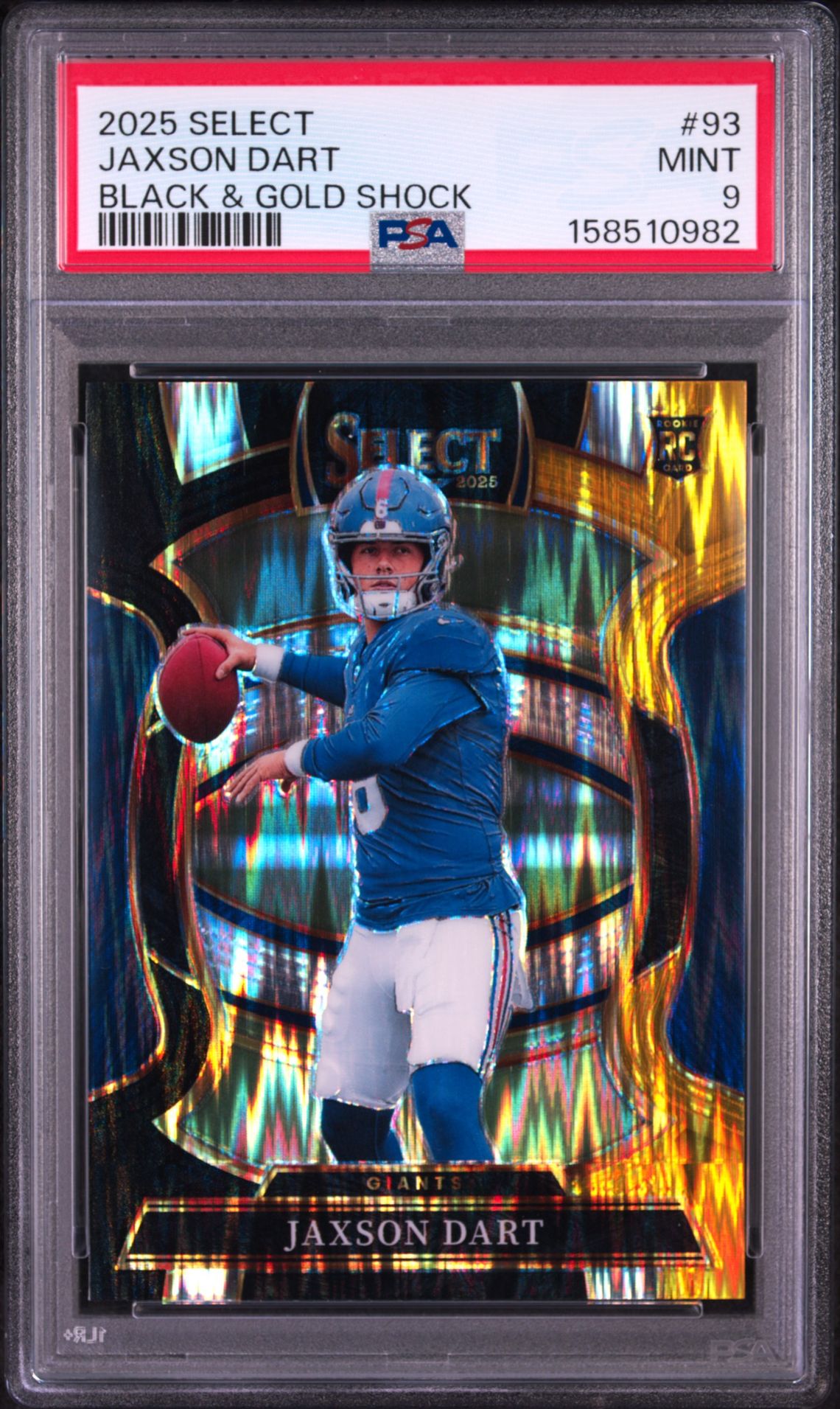 2025 Panini Select Jaxson Dart #93 (Black & Gold Shock) Mint 9 front