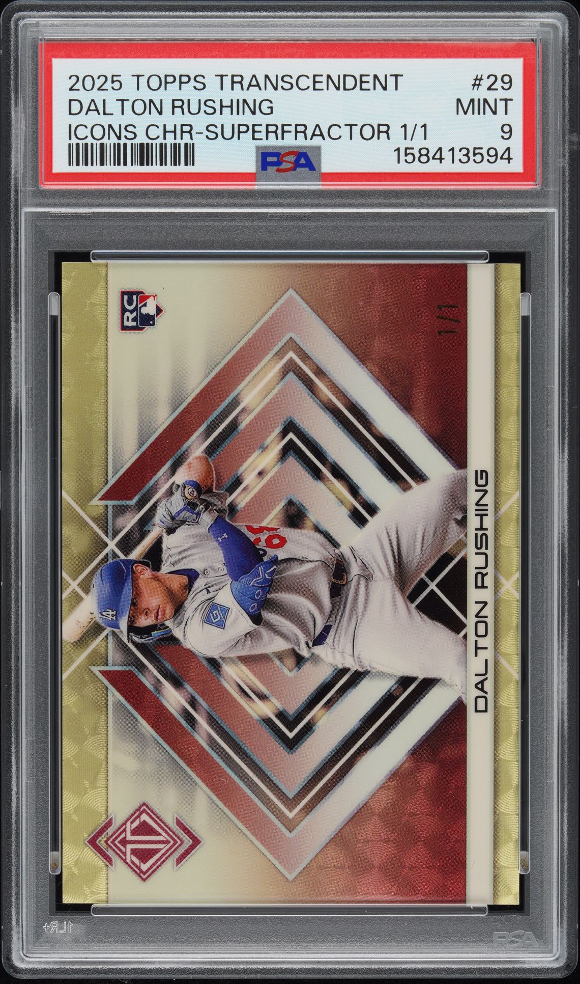 2025 Topps TOPPS TRANSCENDENT COLLECTION TRANSCENDENT ICONS CHROME SUPERFRACTOR 1/1 #29 Dalton Rushing front