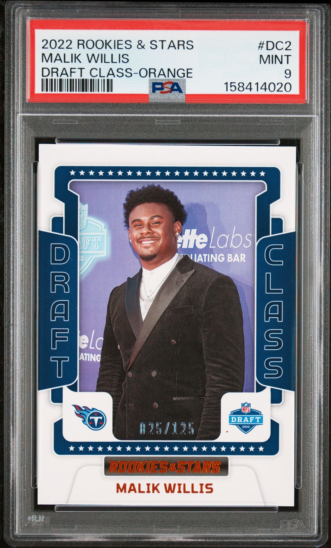 2022 Panini Rookies & Stars Draft Class Malik Willis #Dc2 (Draft Class-Orange) Mint 9 front