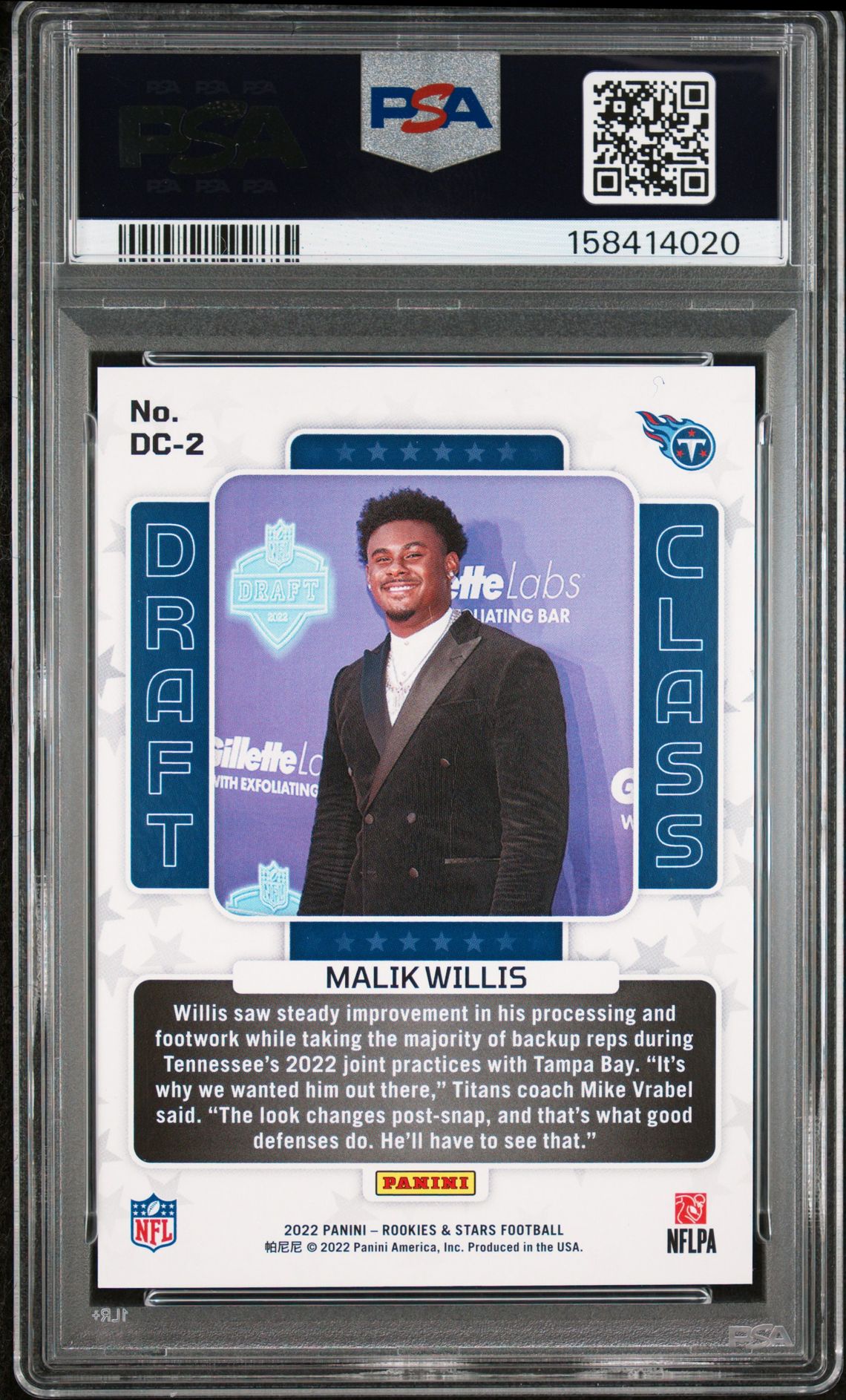 2022 Panini Rookies & Stars Draft Class Malik Willis #Dc2 (Draft Class-Orange) Mint 9 back