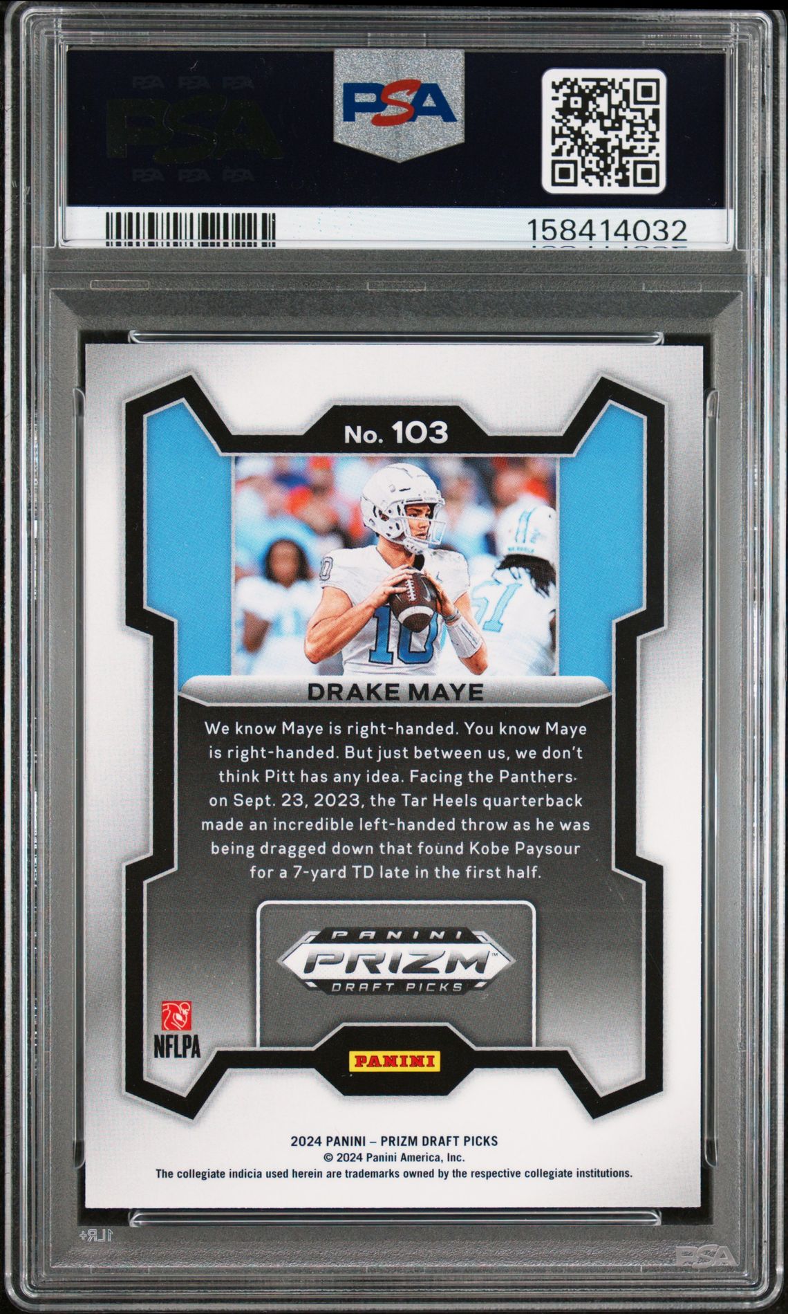 2024 Panini Prizm Draft Picks Drake Maye #103 Mint 9 back