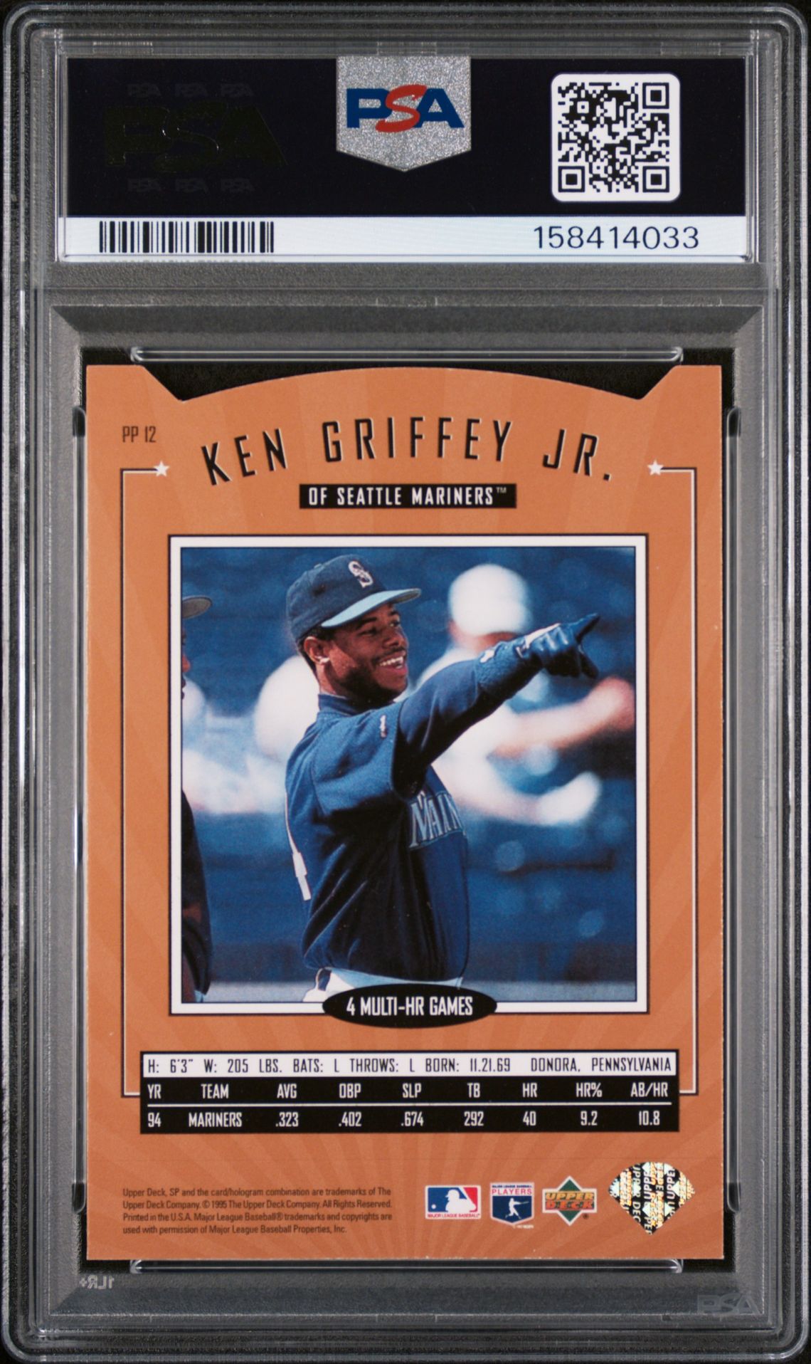 1995 Sp Platinum Power Ken Griffey Jr. #Pp12 Nm-Mt 8 back