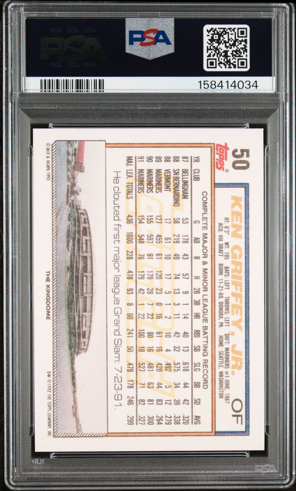 1992 Topps Gold Ken Griffey Jr. #50 (Winner) Nm-Mt 8 back