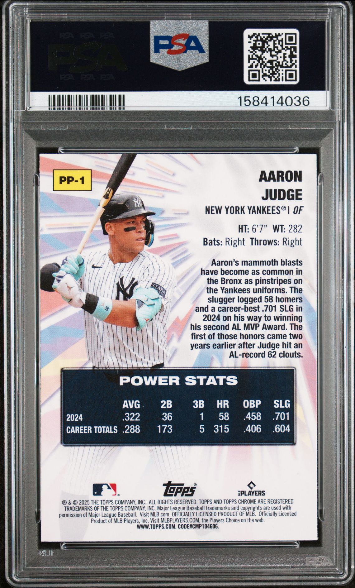 2025 Topps Chrome Power Players Aaron Judge #Pp1 Mint 9 back
