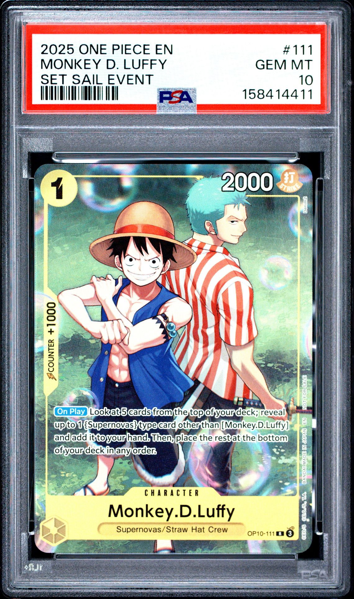 2025 One Piece Promos Monkey D. Luffy #111 (Set Sail Event) Gem Mt 10 front