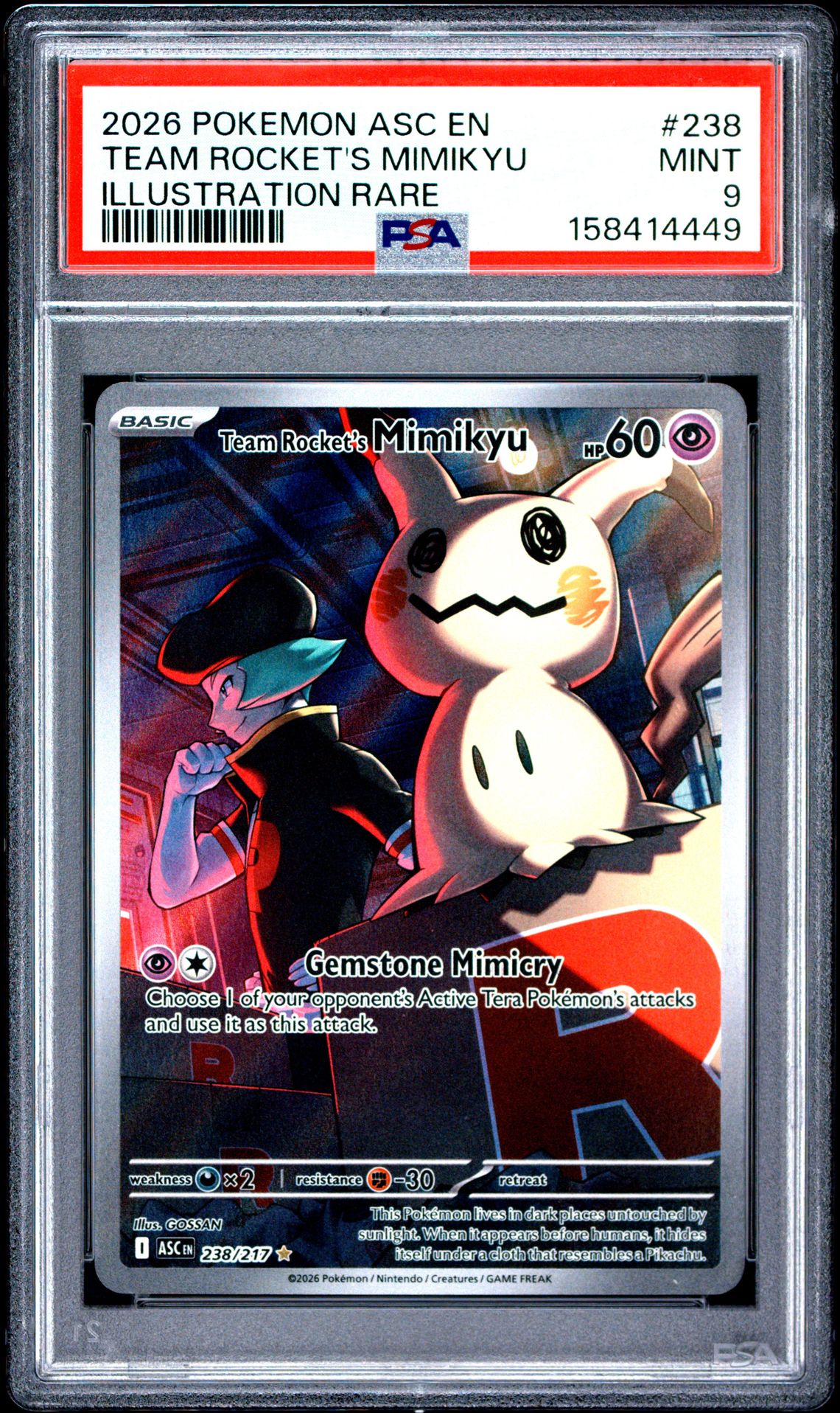 2026 Pokemon Asc En-Ascended Heroes Team Rocket's Mimikyu #238 (Illustration Rare) Mint 9 front