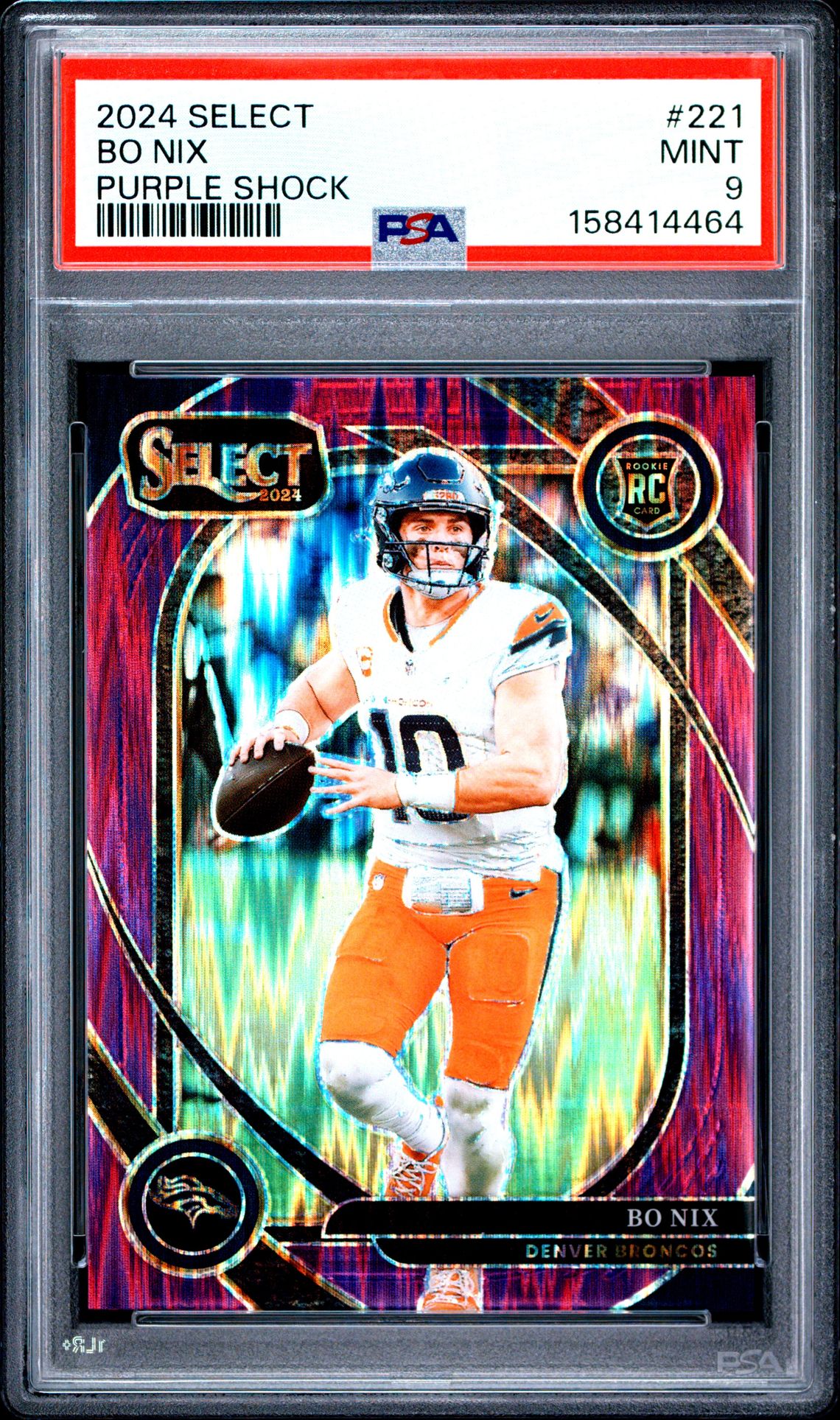 2024 Panini Select Bo Nix #221 (Purple Shock) Mint 9 front