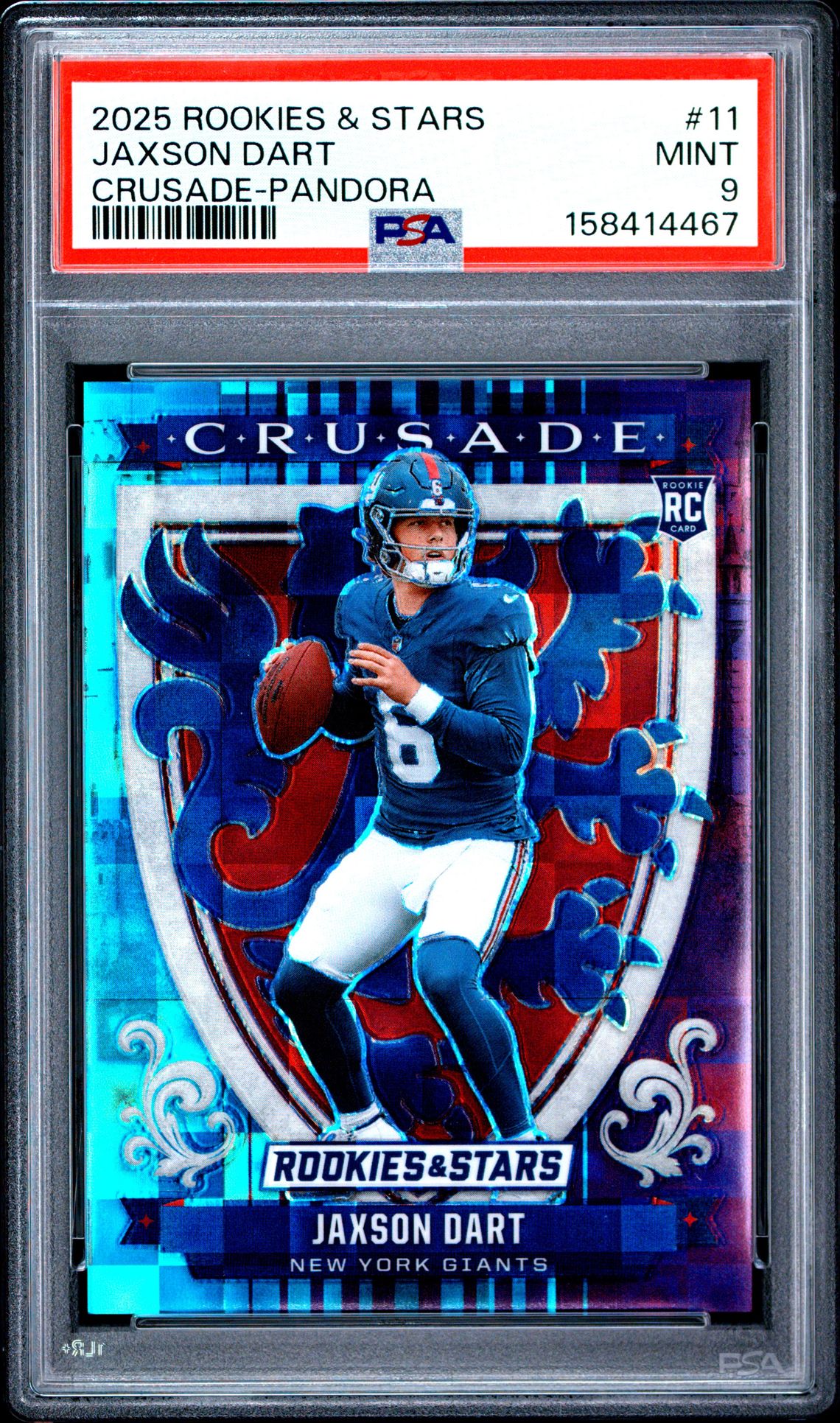 2025 Panini Rookies & Stars Crusade Jaxson Dart #11 (Crusade-Pandora) Mint 9 front