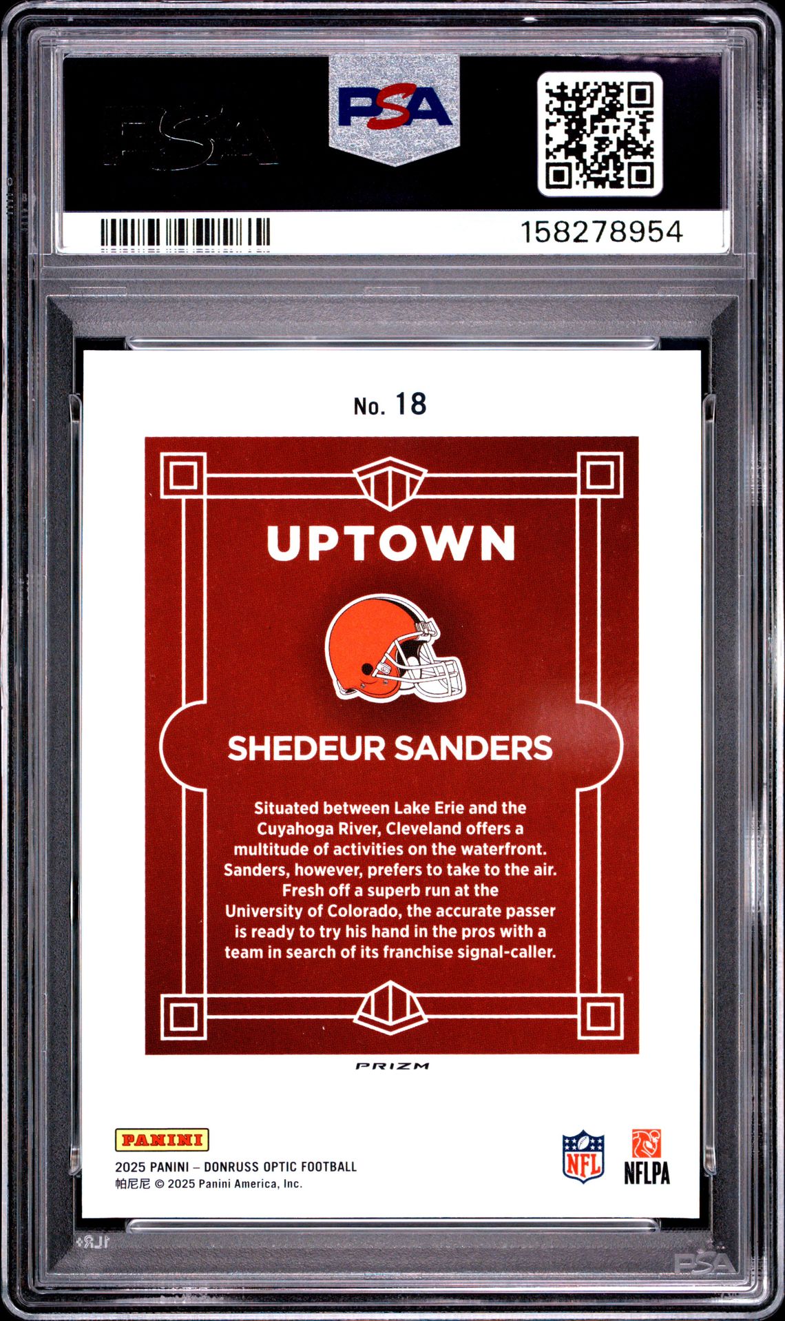 2025 PANINI DONRUSS OPTIC UPTOWN SHEDEUR SANDERS  18 GEM MT 10 back