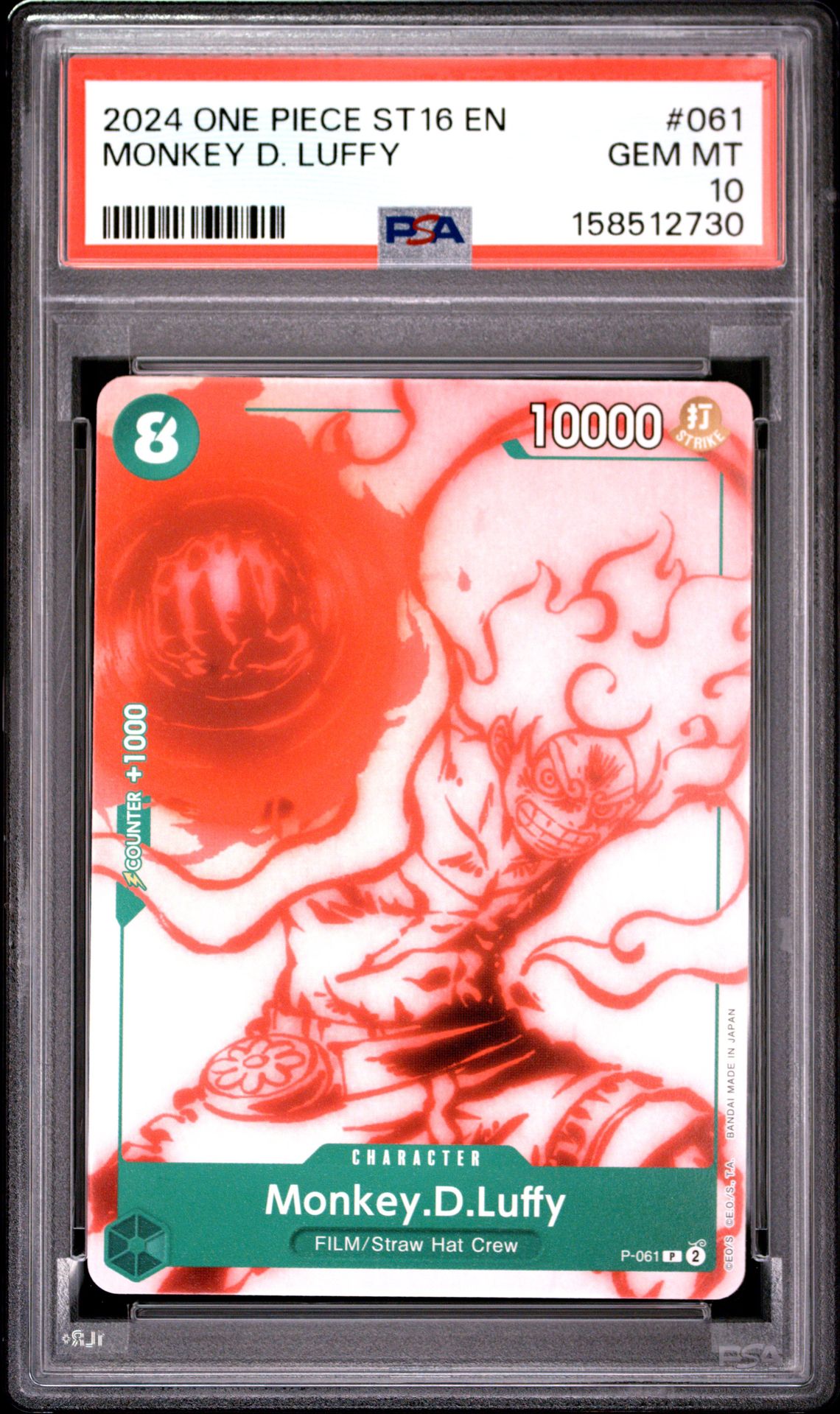 2024 One Piece Starter Deck St16-Green Uta Monkey D. Luffy #061 Gem Mt 10 front view - PSA graded GEM MT 10