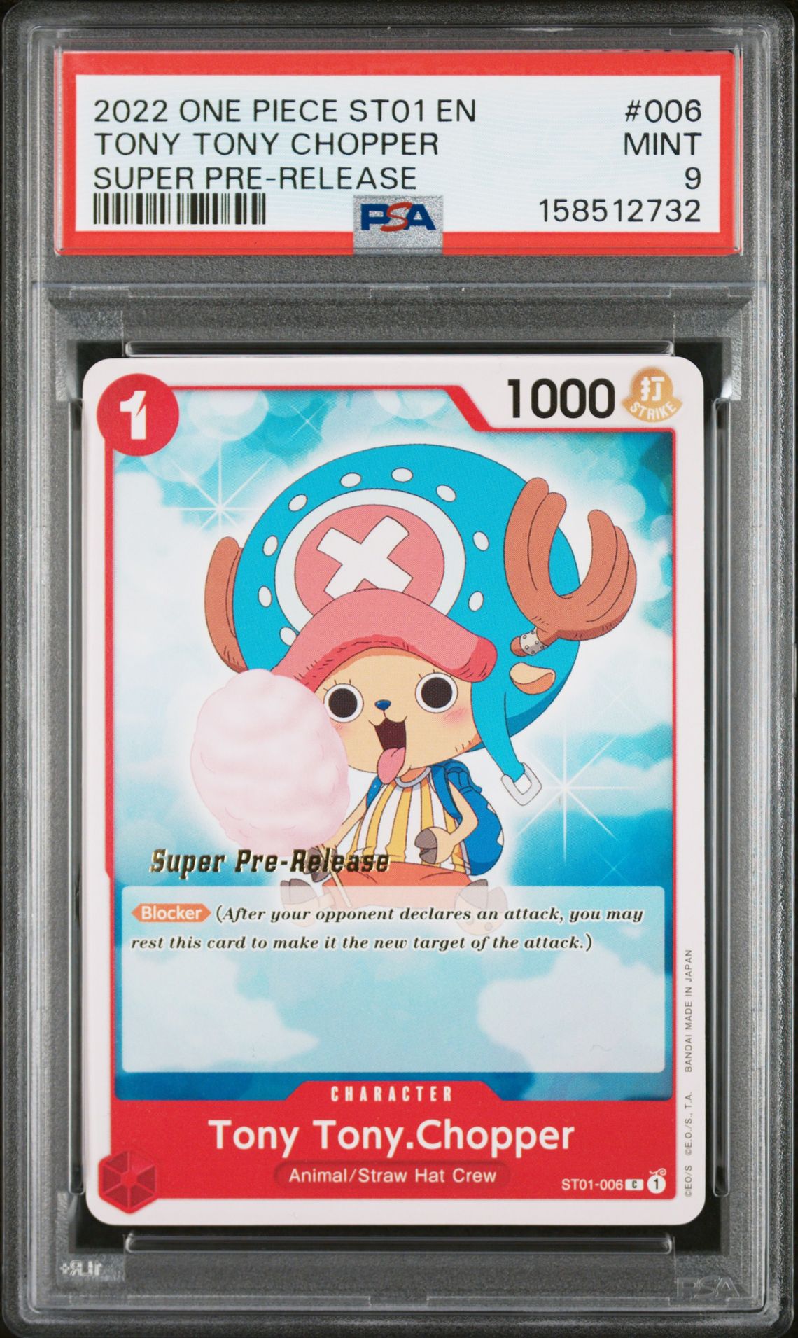 2022 One Piece Starter Deck St01-Straw Hat Crew Tony Tony Chopper #006 (Super Pre-Release) Mint 9 front