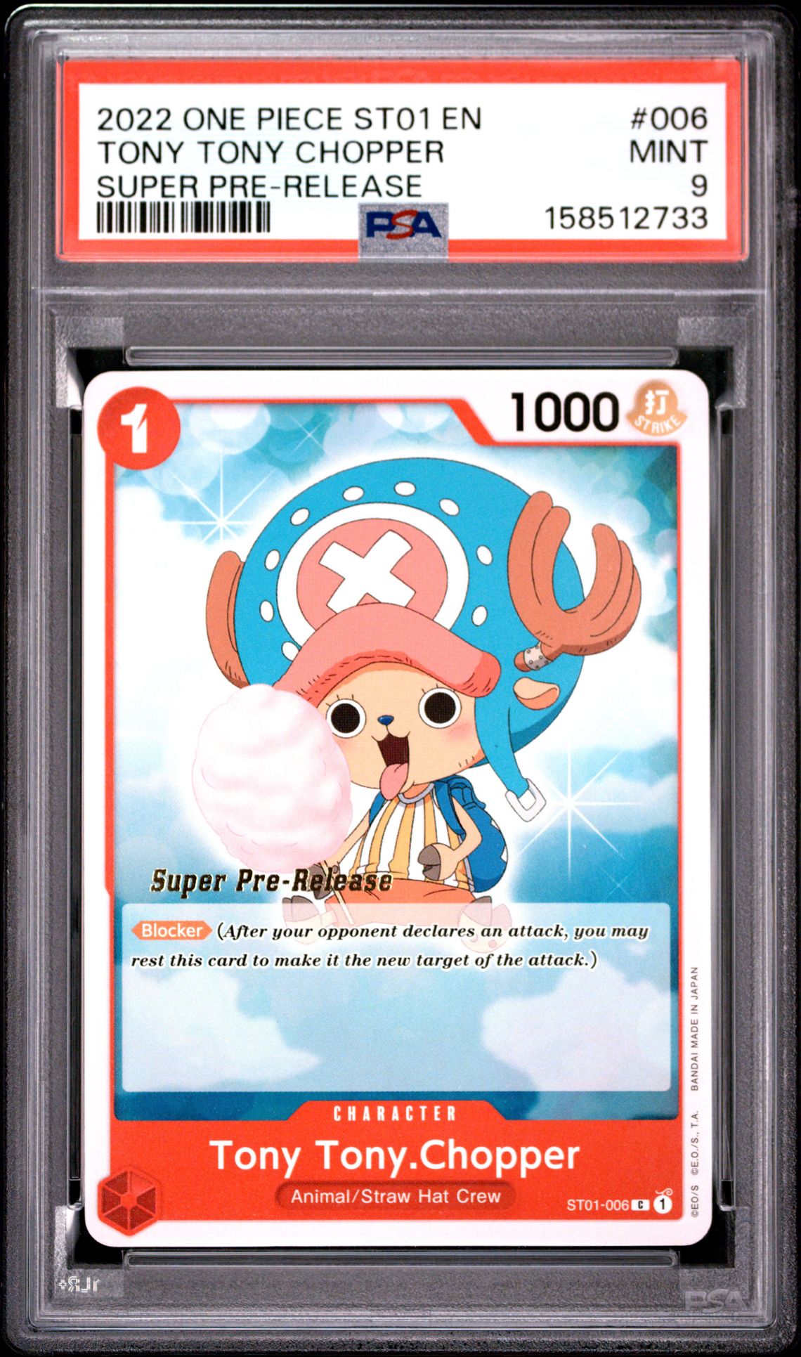 2022 One Piece Starter Deck St01-Straw Hat Crew Tony Tony Chopper #006 (Super Pre-Release) Mint 9 front