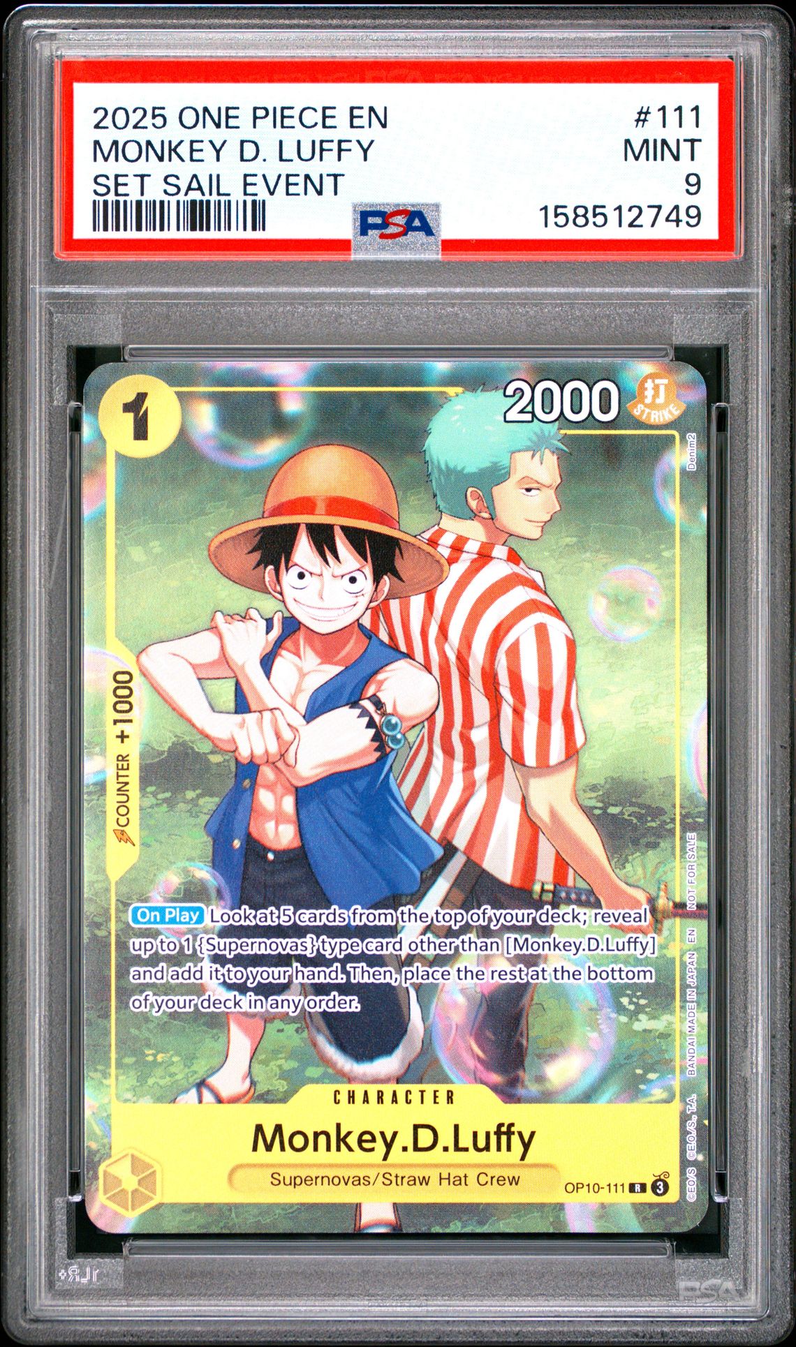 2025 One Piece Promos Monkey D. Luffy #111 (Set Sail Event) Mint 9 front