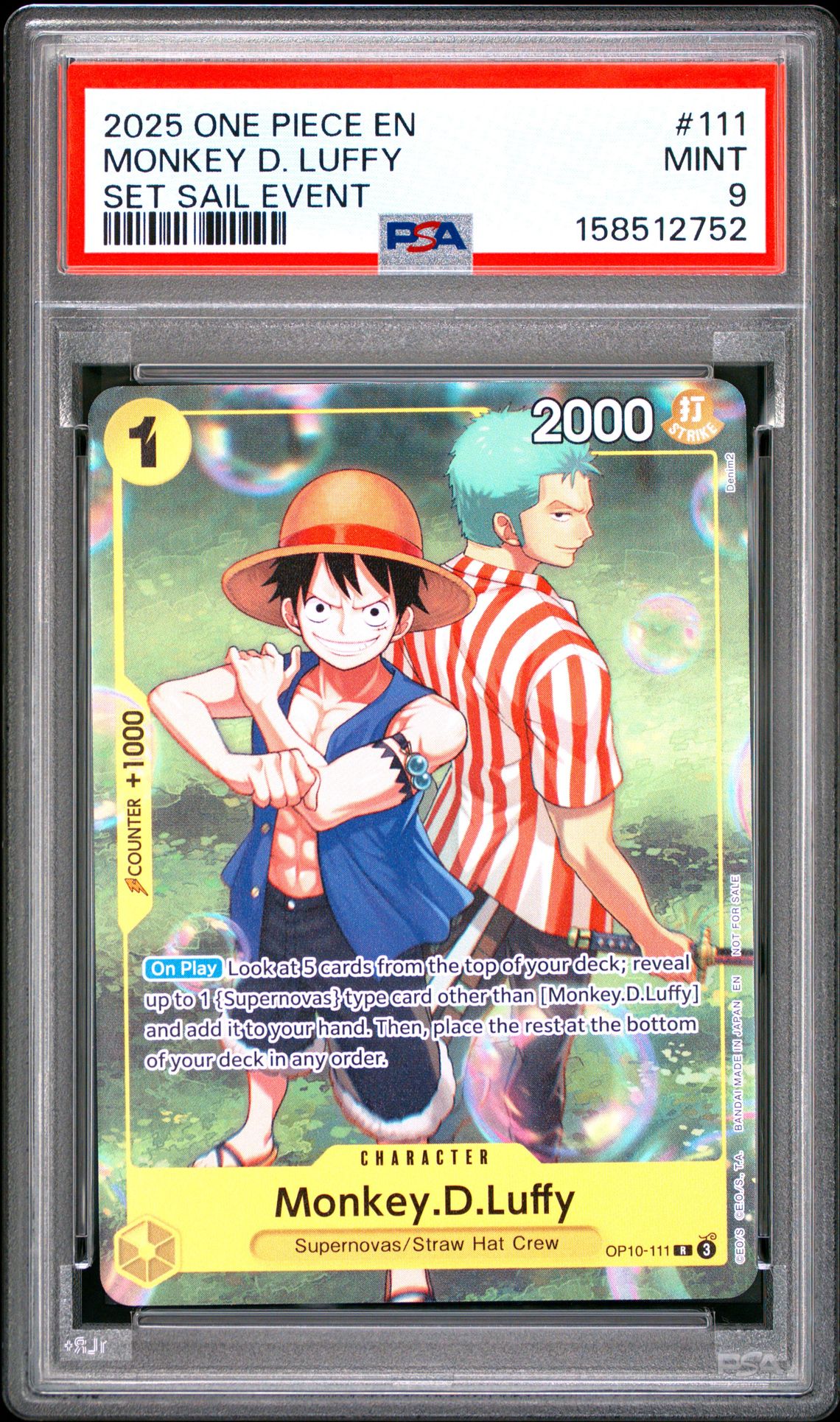 2025 One Piece Promos Monkey D. Luffy #111 (Set Sail Event) Mint 9 front