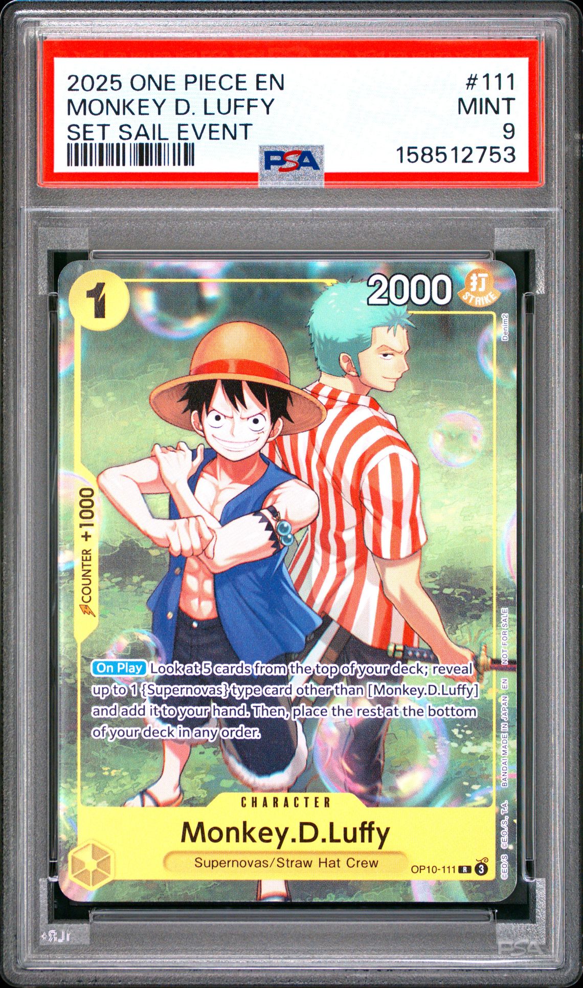 2025 One Piece Promos Monkey D. Luffy #111 (Set Sail Event) Mint 9 front