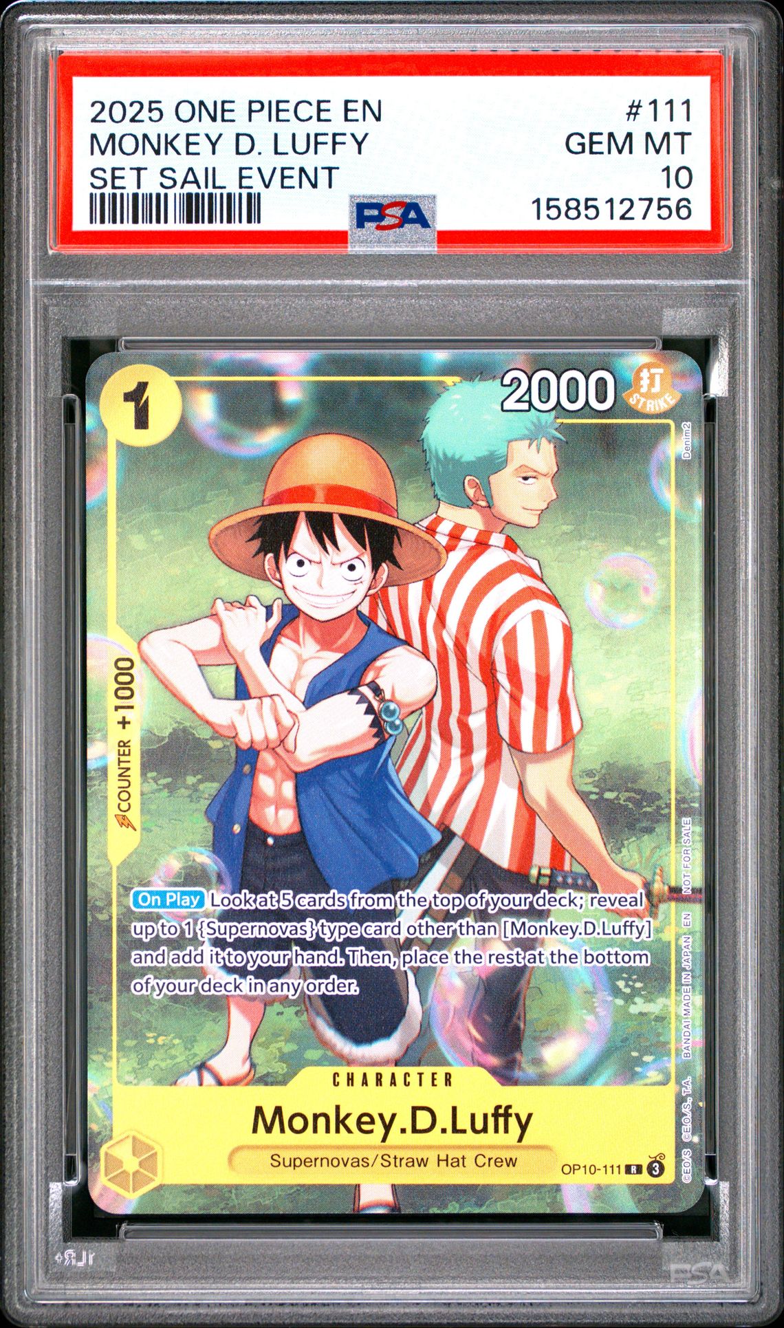 2025 One Piece Promos Monkey D. Luffy #111 (Set Sail Event) Gem Mt 10 front
