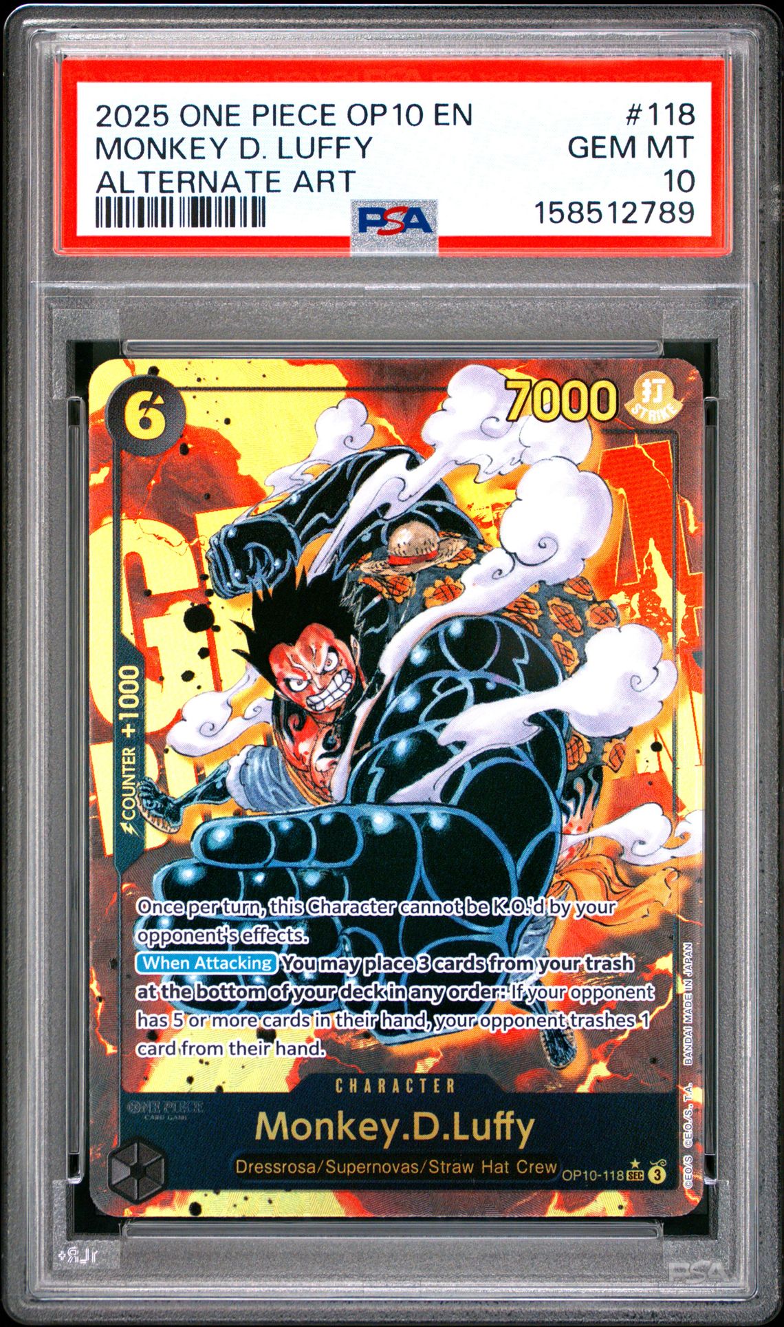 2025 One Piece Op10-Royal Blood Monkey D. Luffy #118 (Alternate Art) Gem Mt 10 front