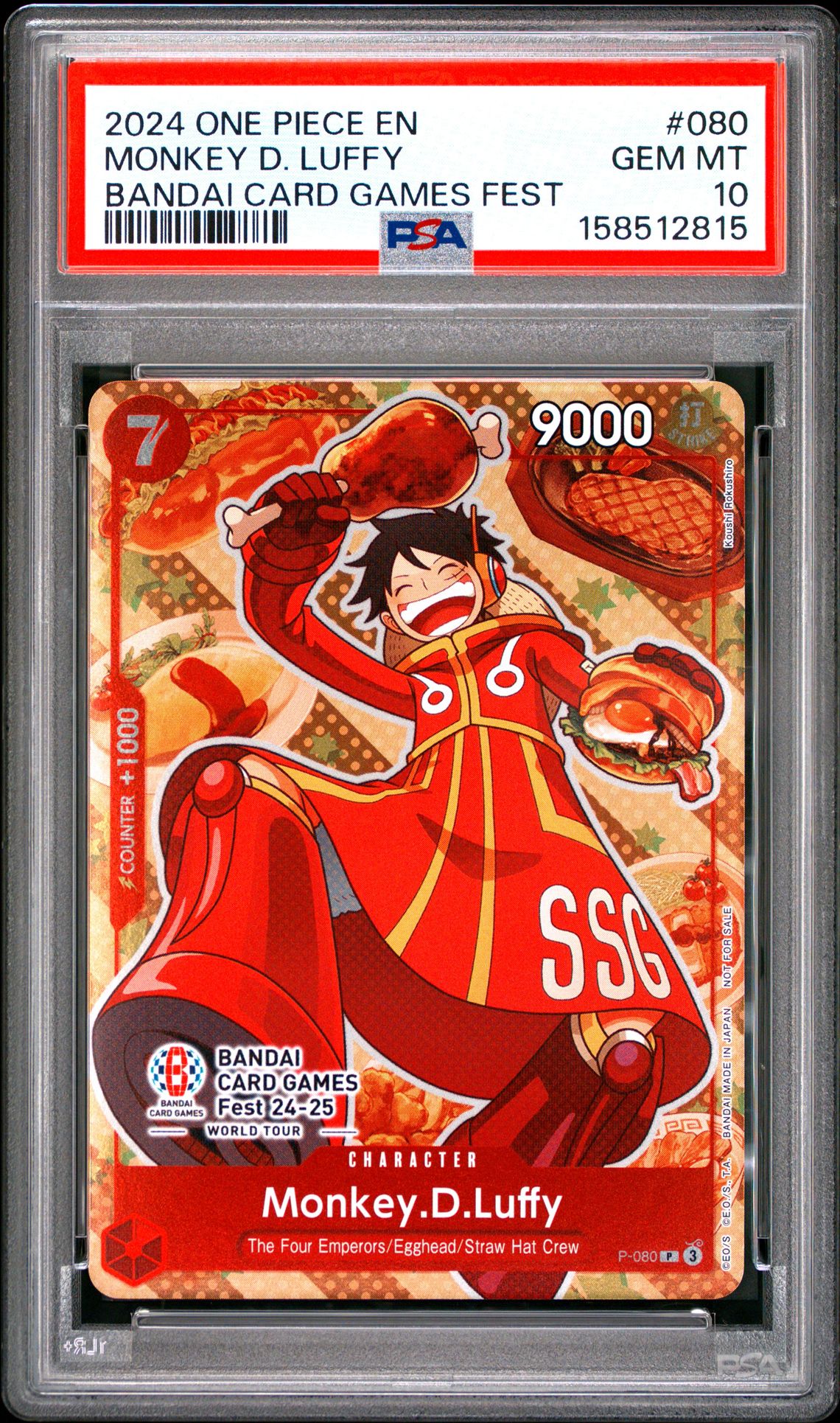 2024 One Piece Promos Monkey D. Luffy #080 (Bandai Card Games Fest) Gem Mt 10 front