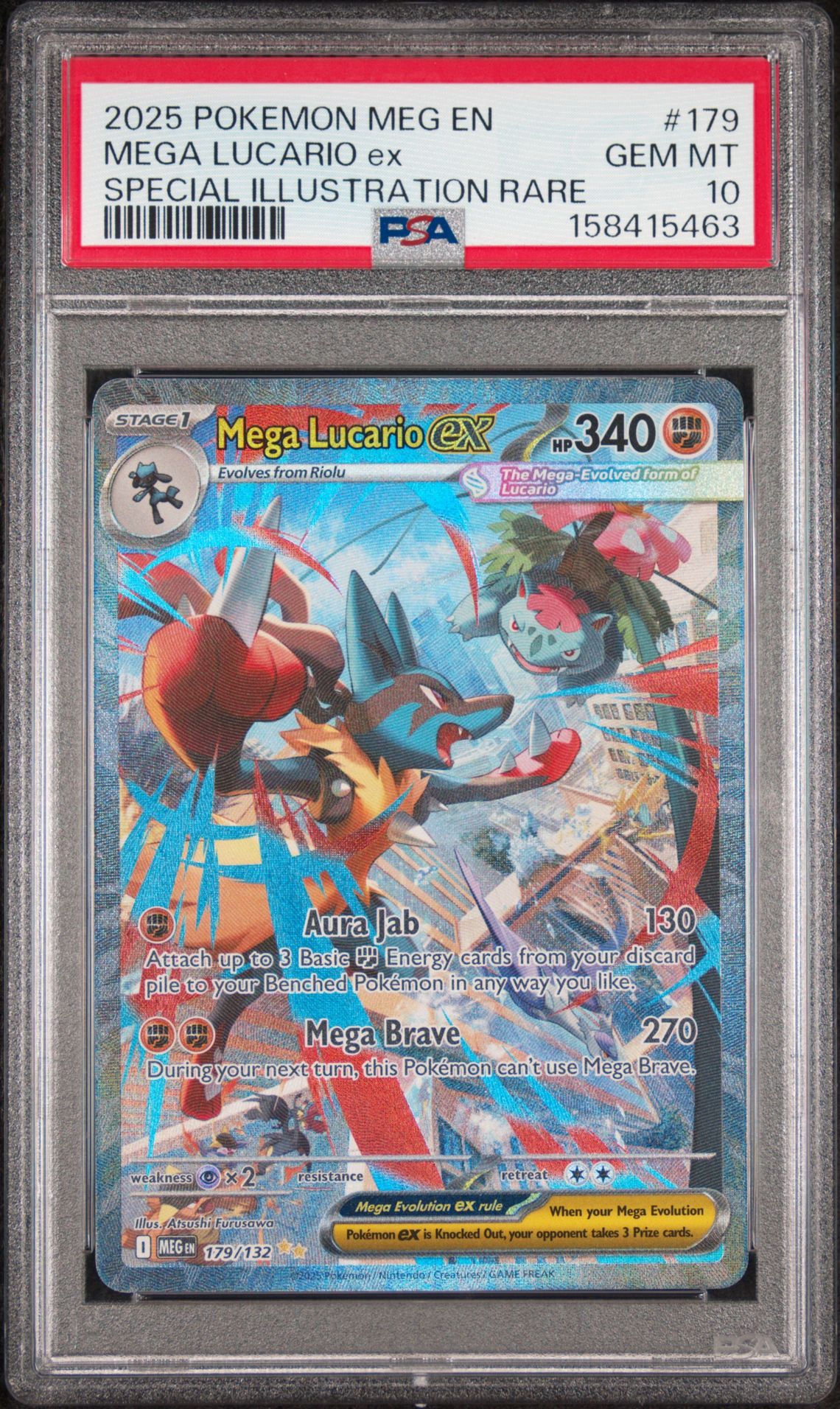 2025 Pokemon Meg En-Mega Evolution Mega Lucario Ex #179 (Special Illustration Rare) Gem Mt 10 front