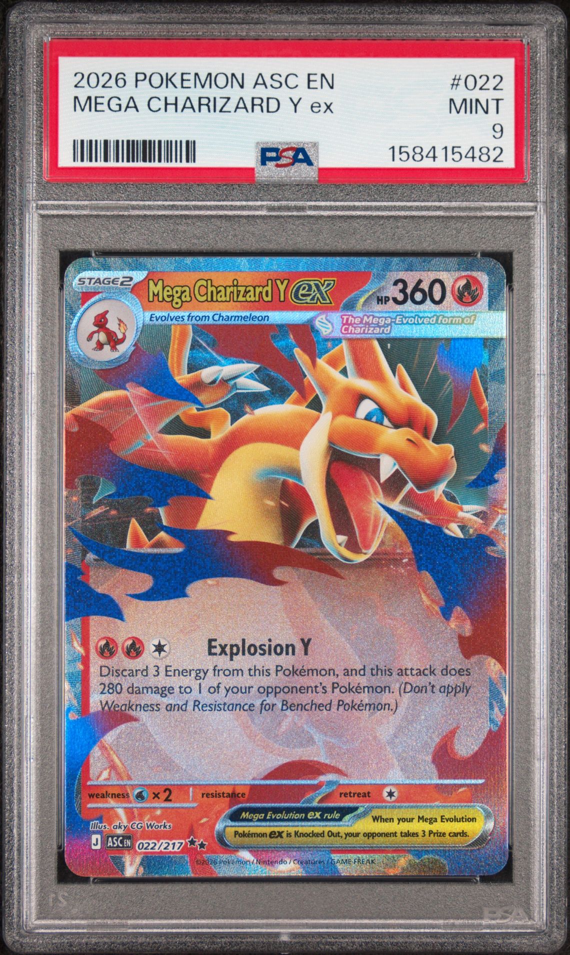 2026 Pokemon Asc En-Ascended Heroes Mega Charizard Y Ex #022 Mint 9 front