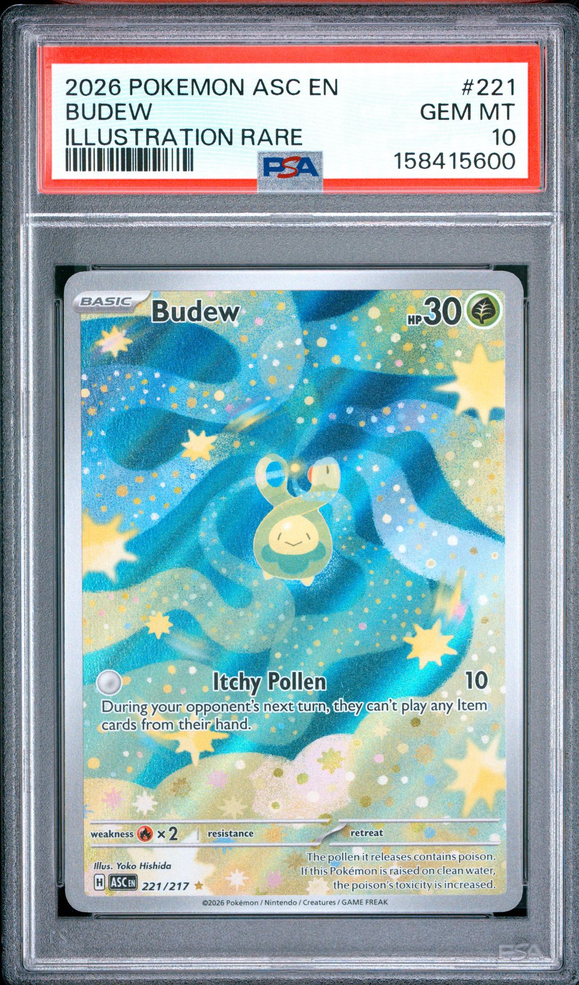 2026 Pokemon Asc En-Ascended Heroes Budew #221 (Illustration Rare) Gem Mt 10 front