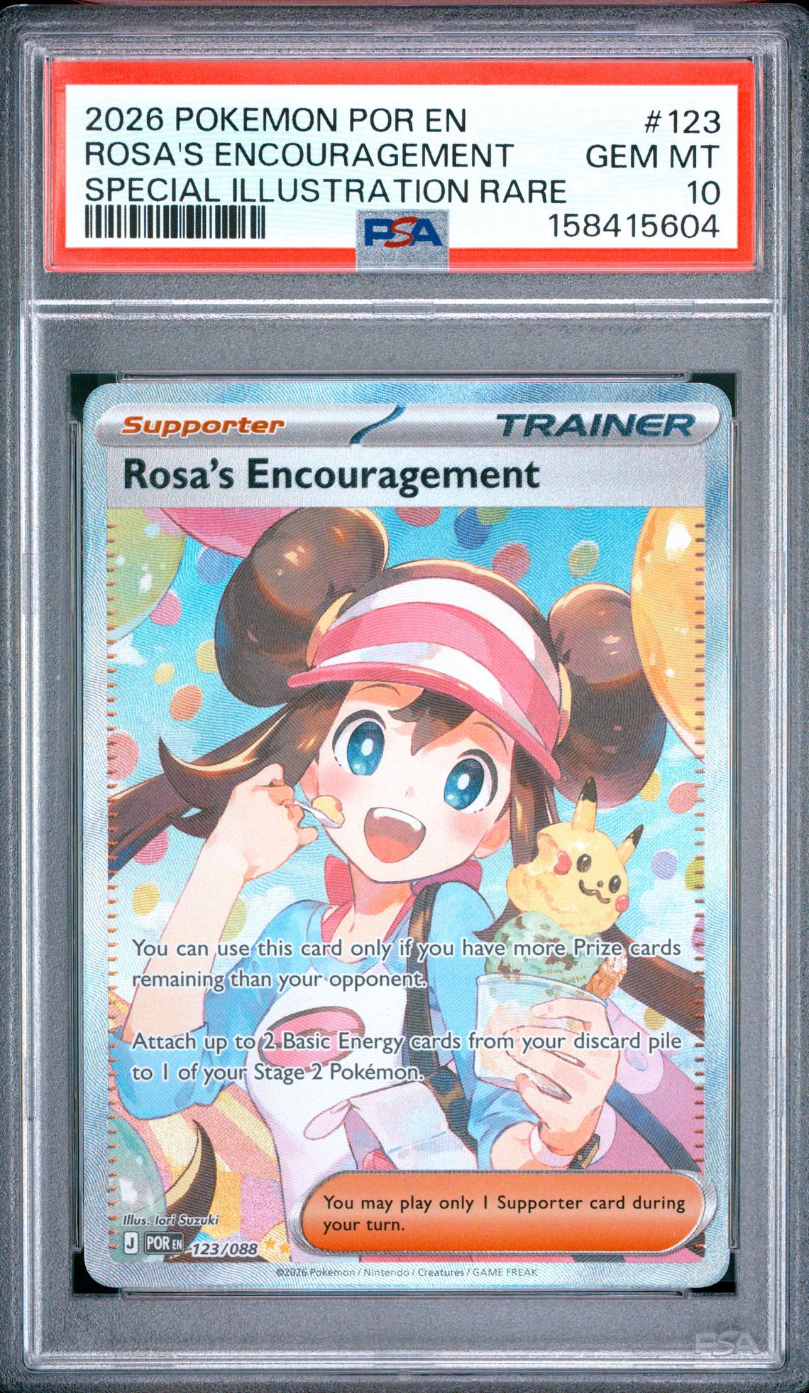 2026 POKEMON POR EN-PERFECT ORDER ROSA'S ENCOURAGEMENT SPECIAL ILLUSTRATION RARE 123 GEM MT 10 front