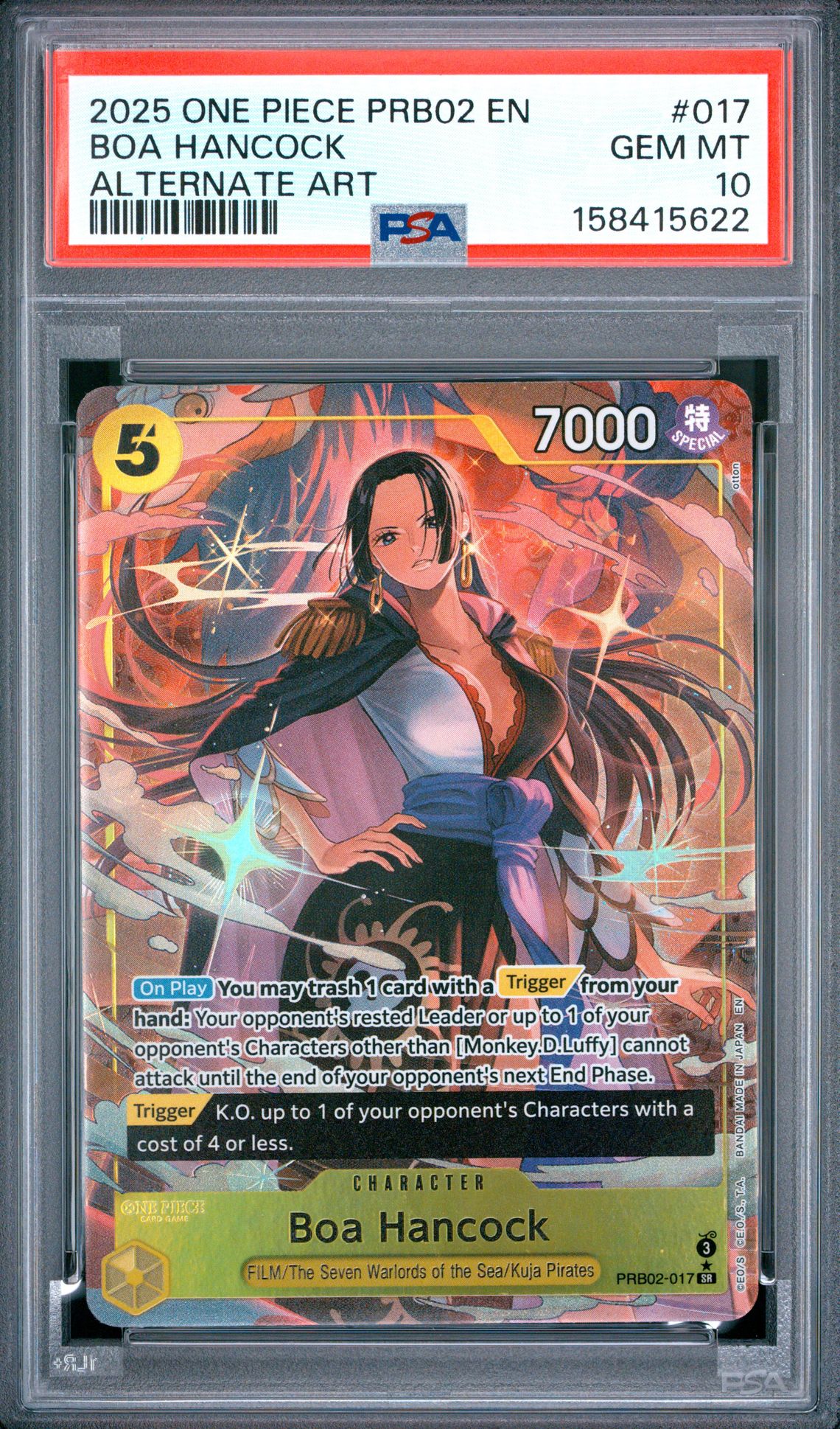 2025 One Piece Prb02-Premium Booster -One Piece Card The Best- Vol.2 Boa Hancock #017 (Alternate Art) Gem Mt 10 front