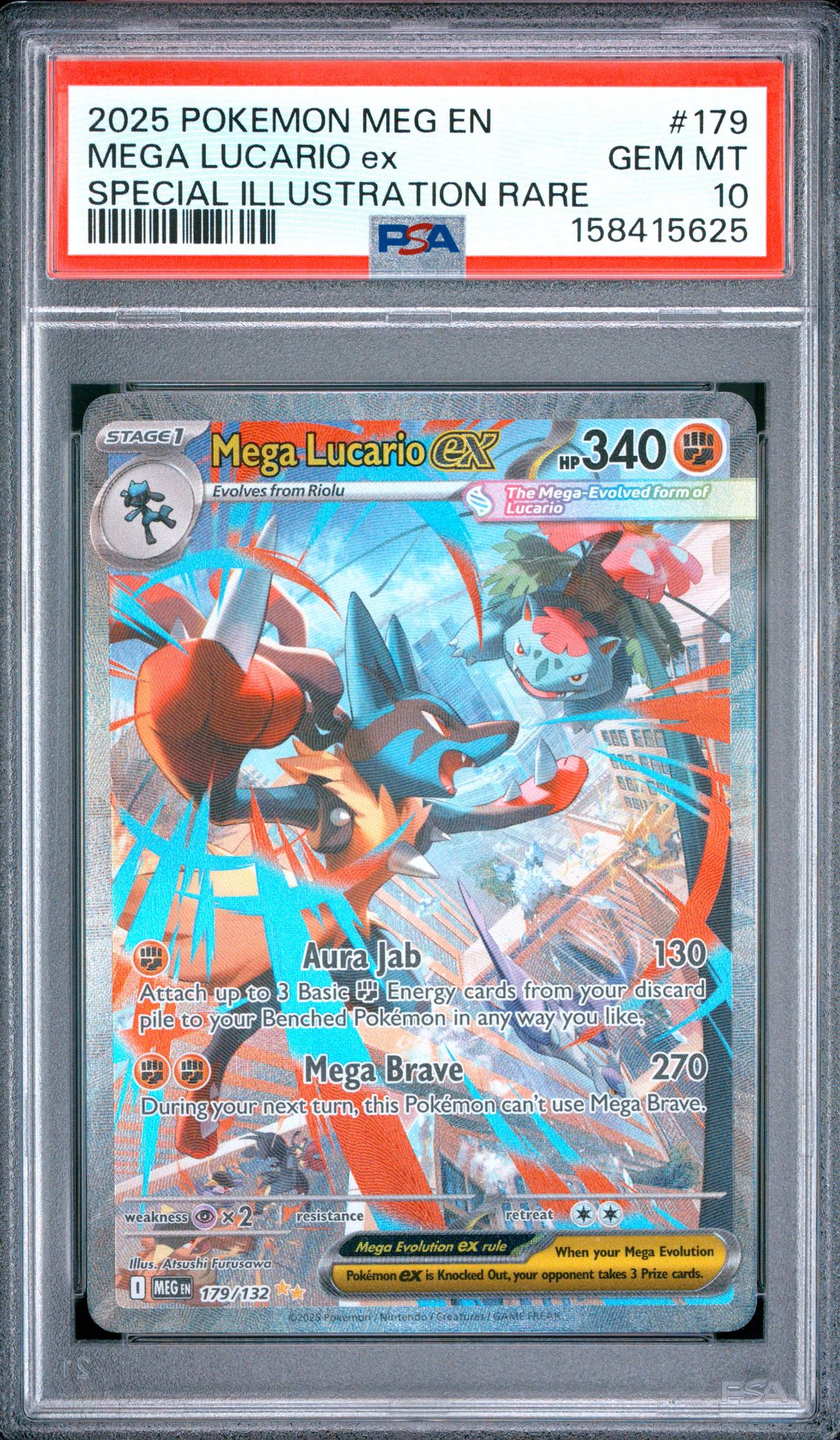 2025 Pokemon Meg En-Mega Evolution Mega Lucario Ex #179 (Special Illustration Rare) Gem Mt 10 front