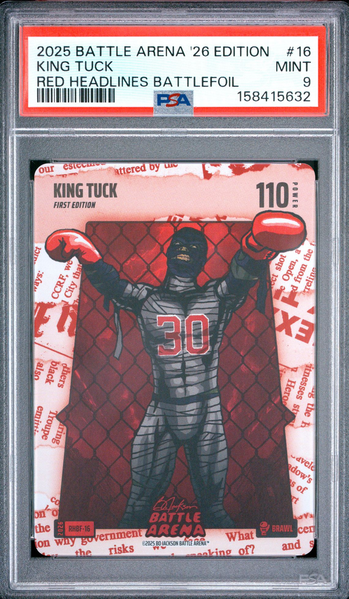 2025 Bo Jackson Battle Arena 2026 Edition Red Headlines Battlefoil King Tuck #16 Mint 9 front