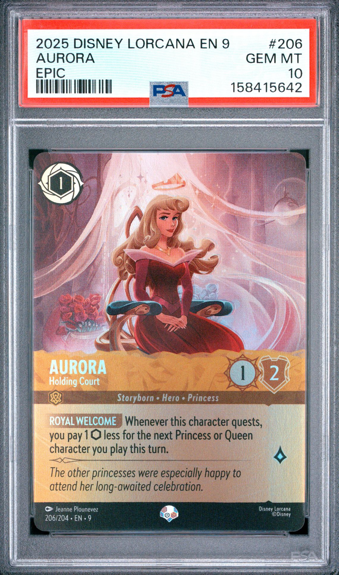 2025 Disney Lorcana En 9-Fabled Aurora #206 (Epic) Gem Mt 10 front view - PSA graded GEM MT 10