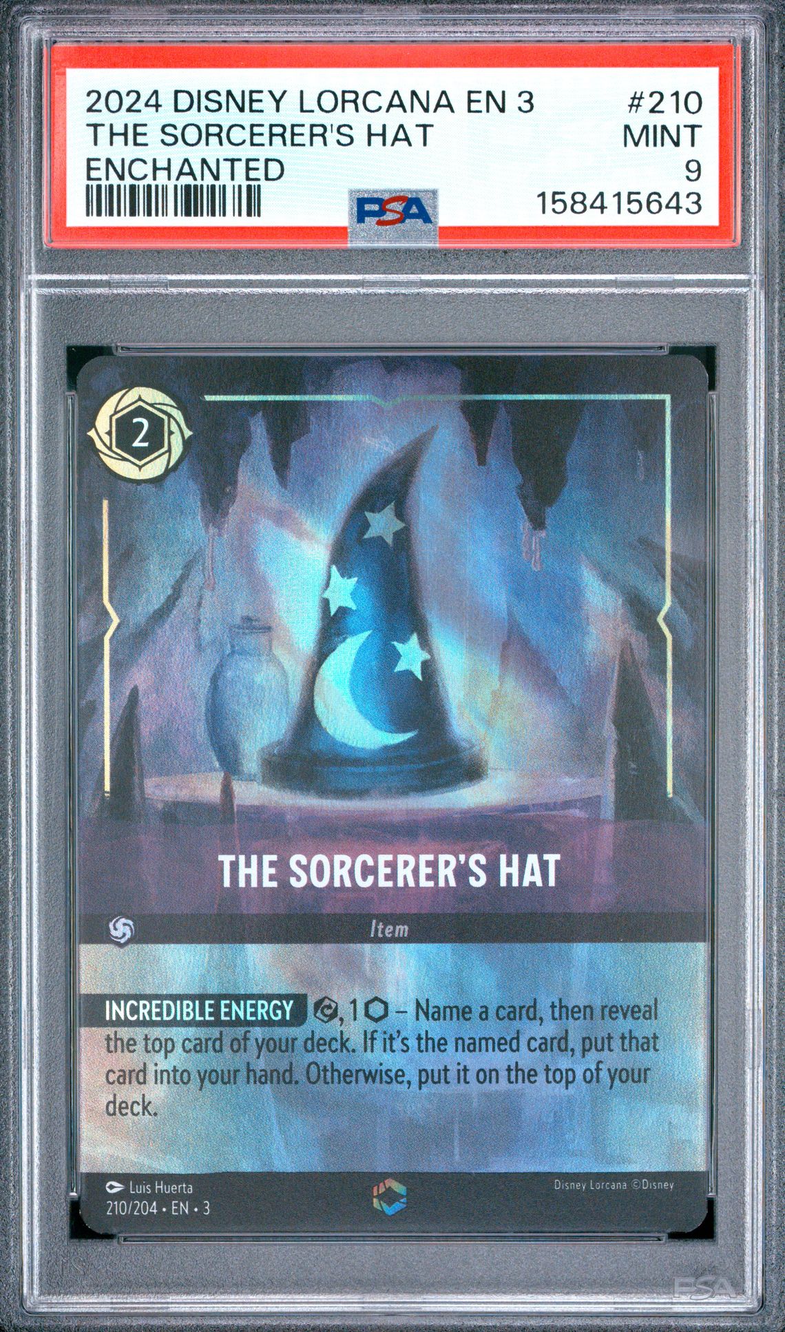 2024 Disney Lorcana En 3-Into The Inklands The Sorcerer's Hat #210 (Enchanted) Mint 9 front