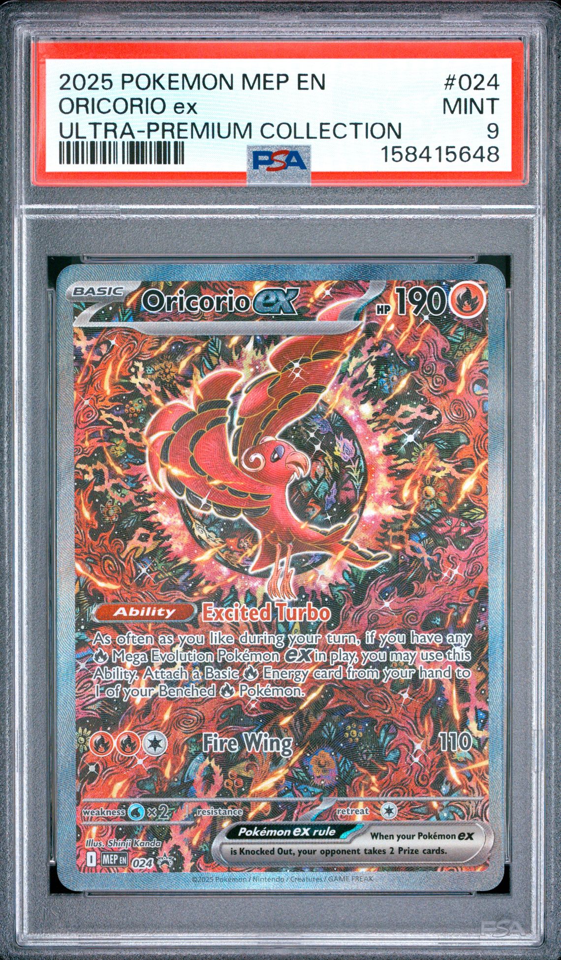 2025 Pokemon Mep En-Me Black Star Promo Oricorio Ex #024 (Ultra-Premium Collection) Mint 9 front