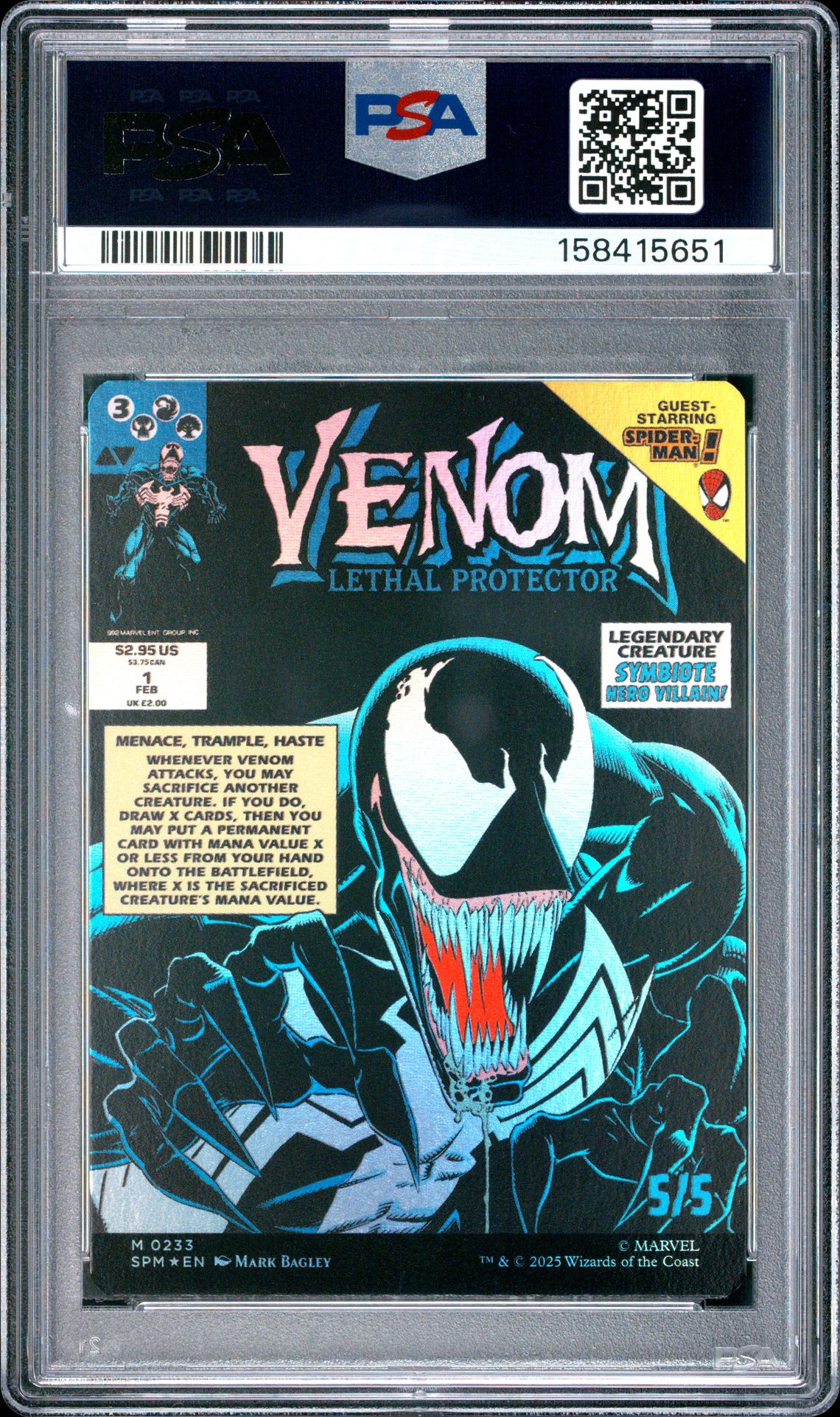 2025 Magic The Gathering Marvel's Spider-Man Eddie/Venom, Lthl Prtct #0233 (Classic Comic-Foil) Mint 9 back