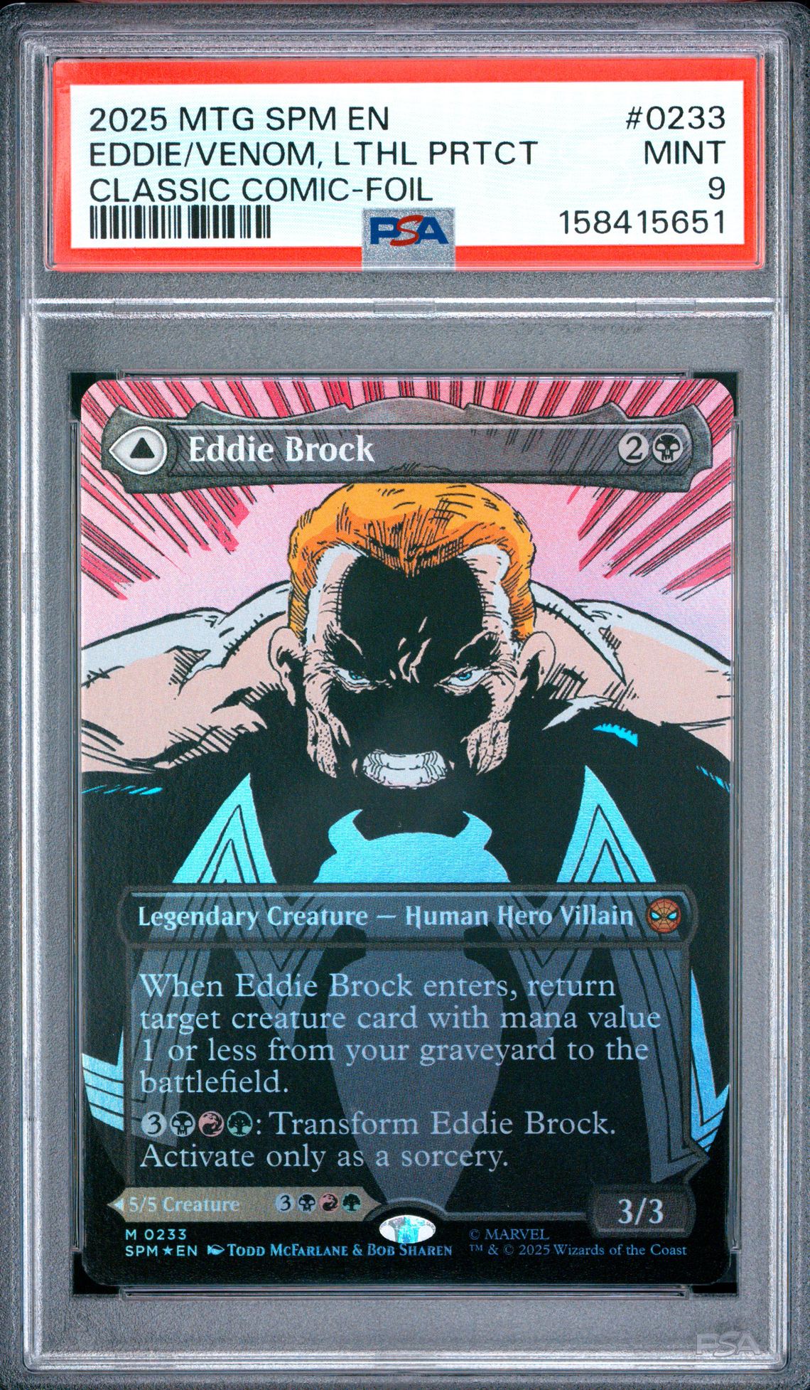 2025 Magic The Gathering Marvel's Spider-Man Eddie/Venom, Lthl Prtct #0233 (Classic Comic-Foil) Mint 9 front