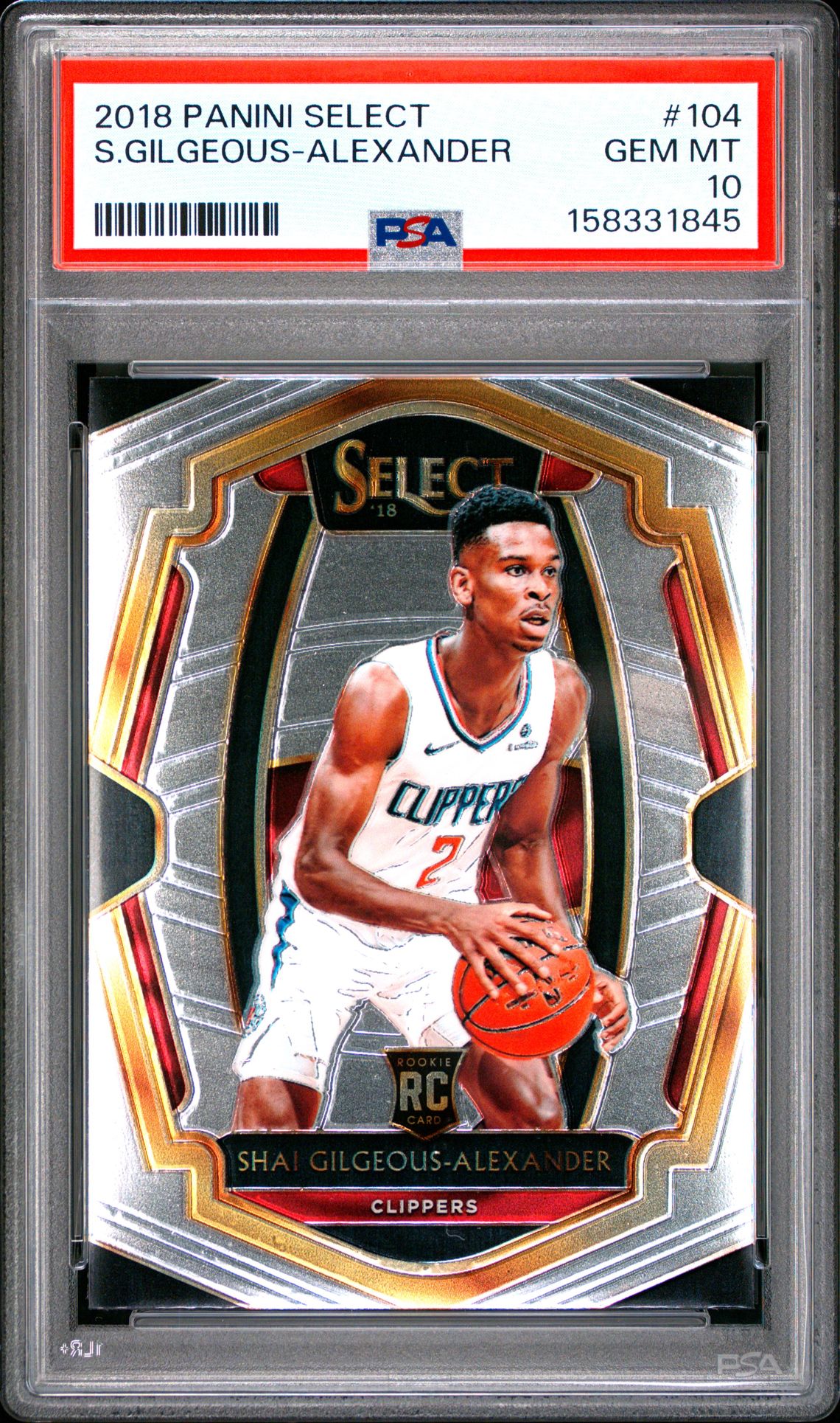 2018 Panini Select S.gilgeous-Alexander #104 Gem Mt 10 front view - PSA graded GEM MT 10