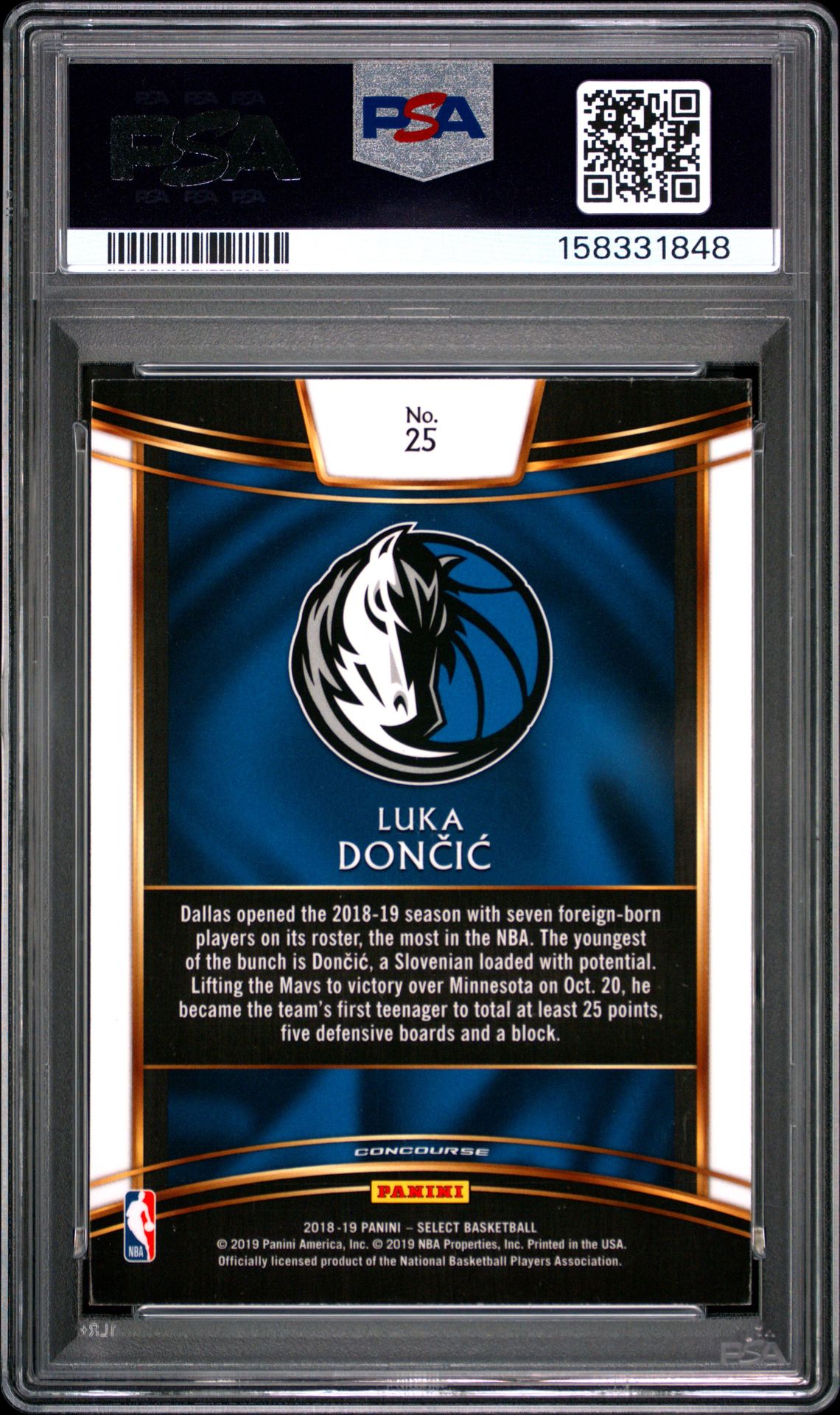 2018 Panini Select Luka Doncic #25 Nm-Mt 8 back