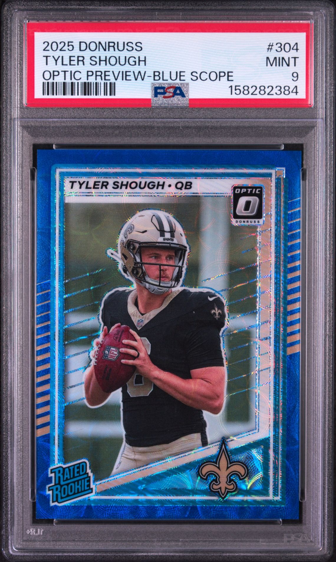 2025 Panini Donruss Tyler Shough #304 (Optic Preview-Blue Scope) Mint 9 front