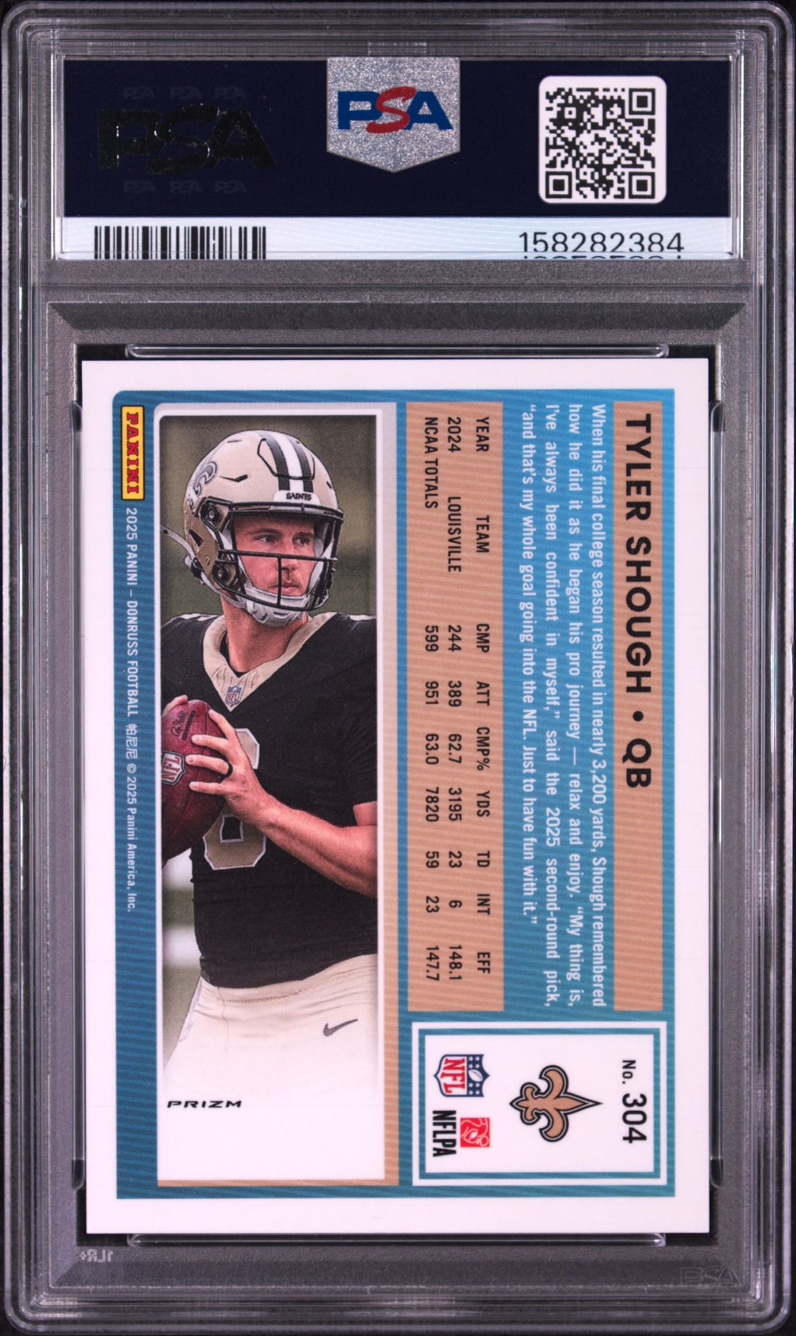 2025 Panini Donruss Tyler Shough #304 (Optic Preview-Blue Scope) Mint 9 back