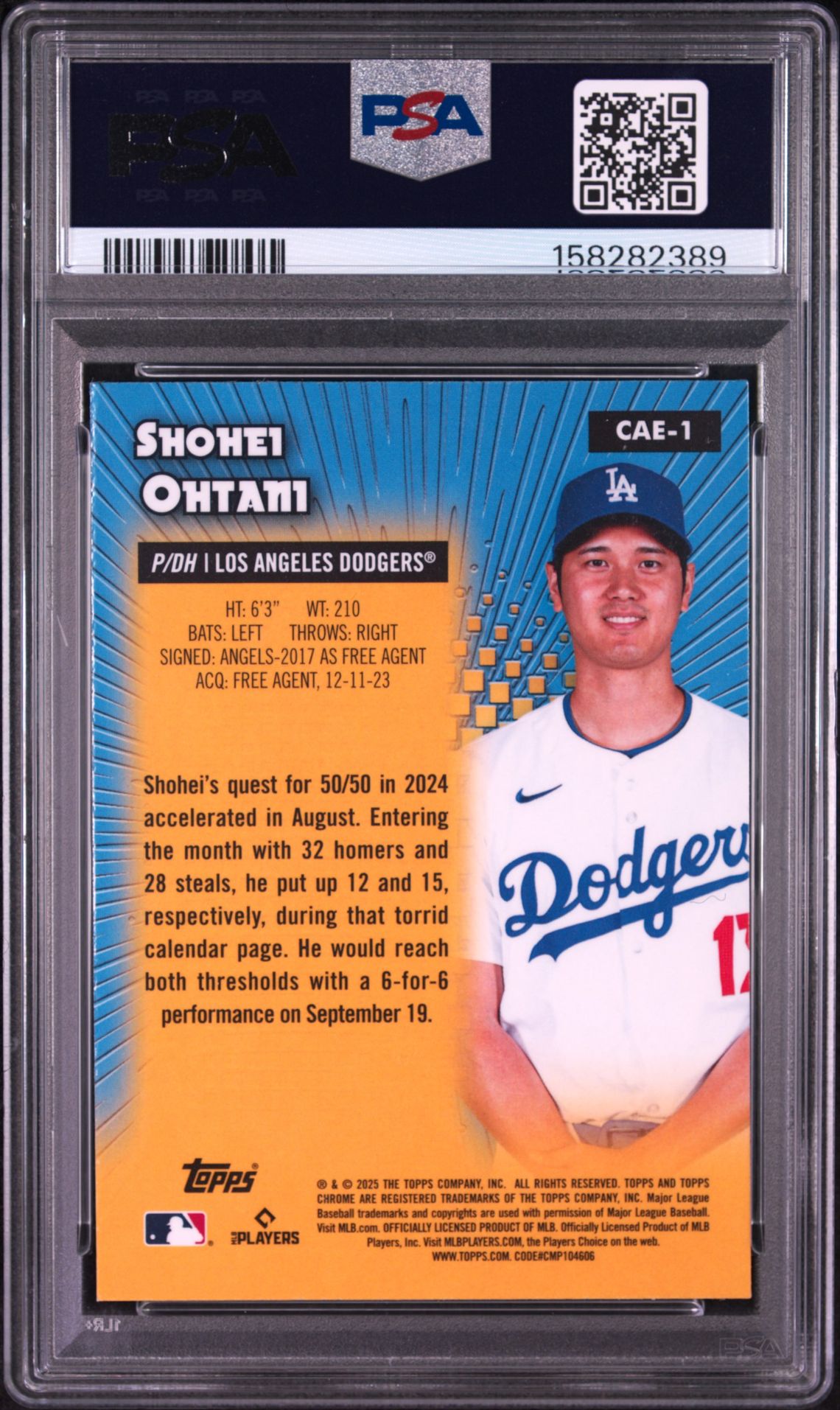 2025 Topps Chrome All Etch Shohei Ohtani #Cae1 Mint 9 back