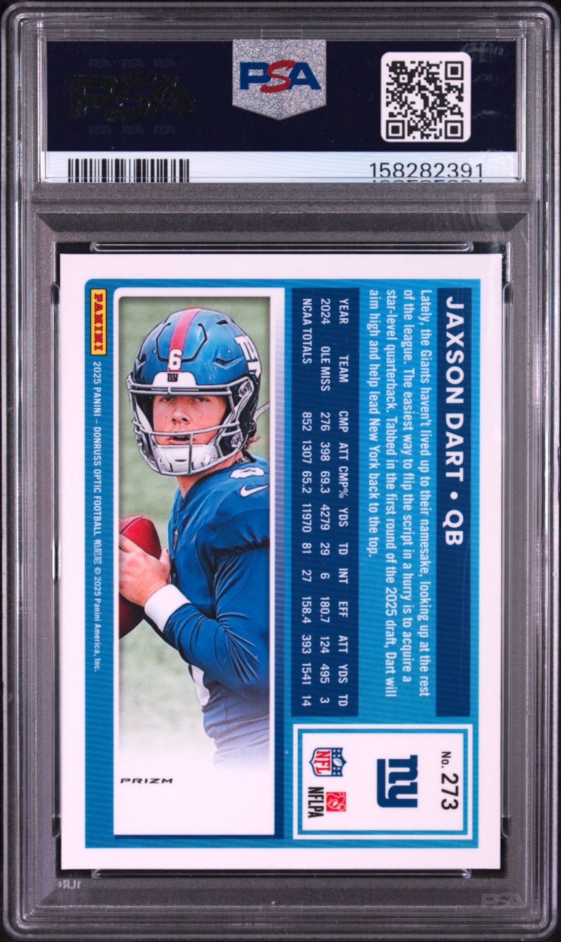 2025 Panini Donruss Optic Jaxson Dart #273 (Pink) Nm-Mt 8 back