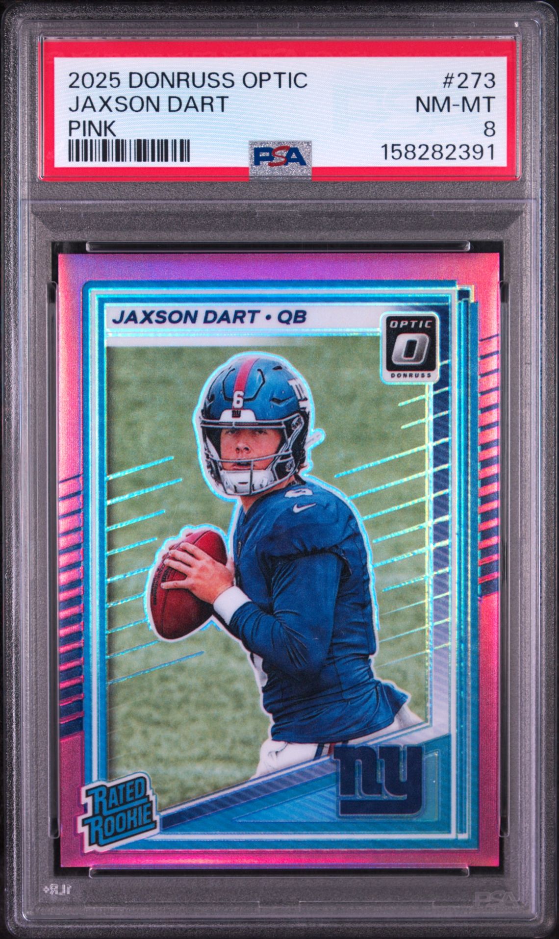 2025 Panini Donruss Optic Jaxson Dart #273 (Pink) Nm-Mt 8 front