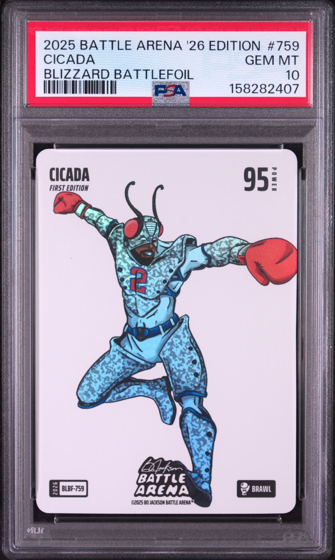2025 Bo Jackson Battle Arena 2026 Edition Blizzard Battlefoil Cicada #759 Gem Mt 10 front view - PSA graded GEM MT 10